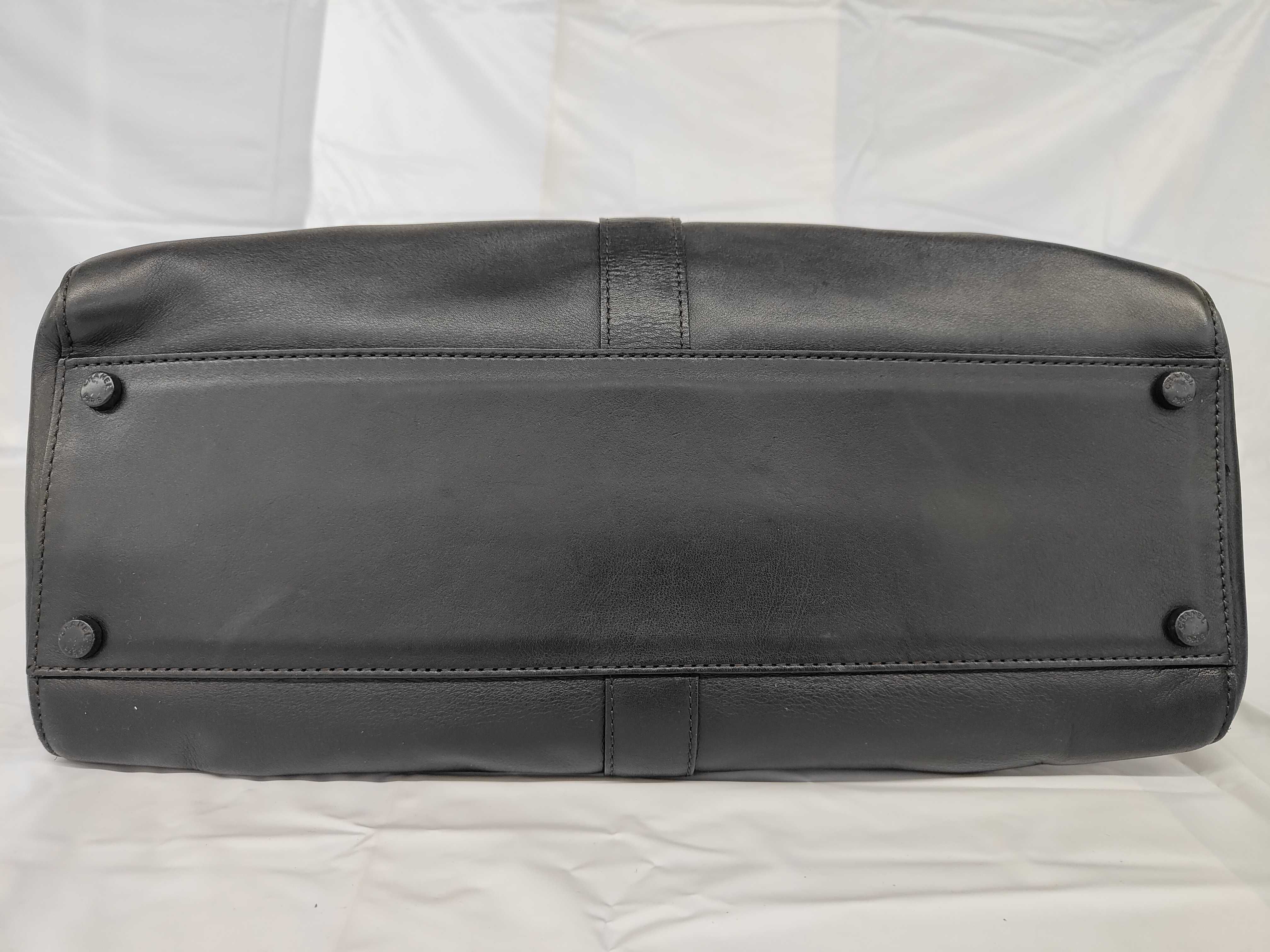 Leather Executive Turnlock Tote Bag, Black Tote Bag — view 7
