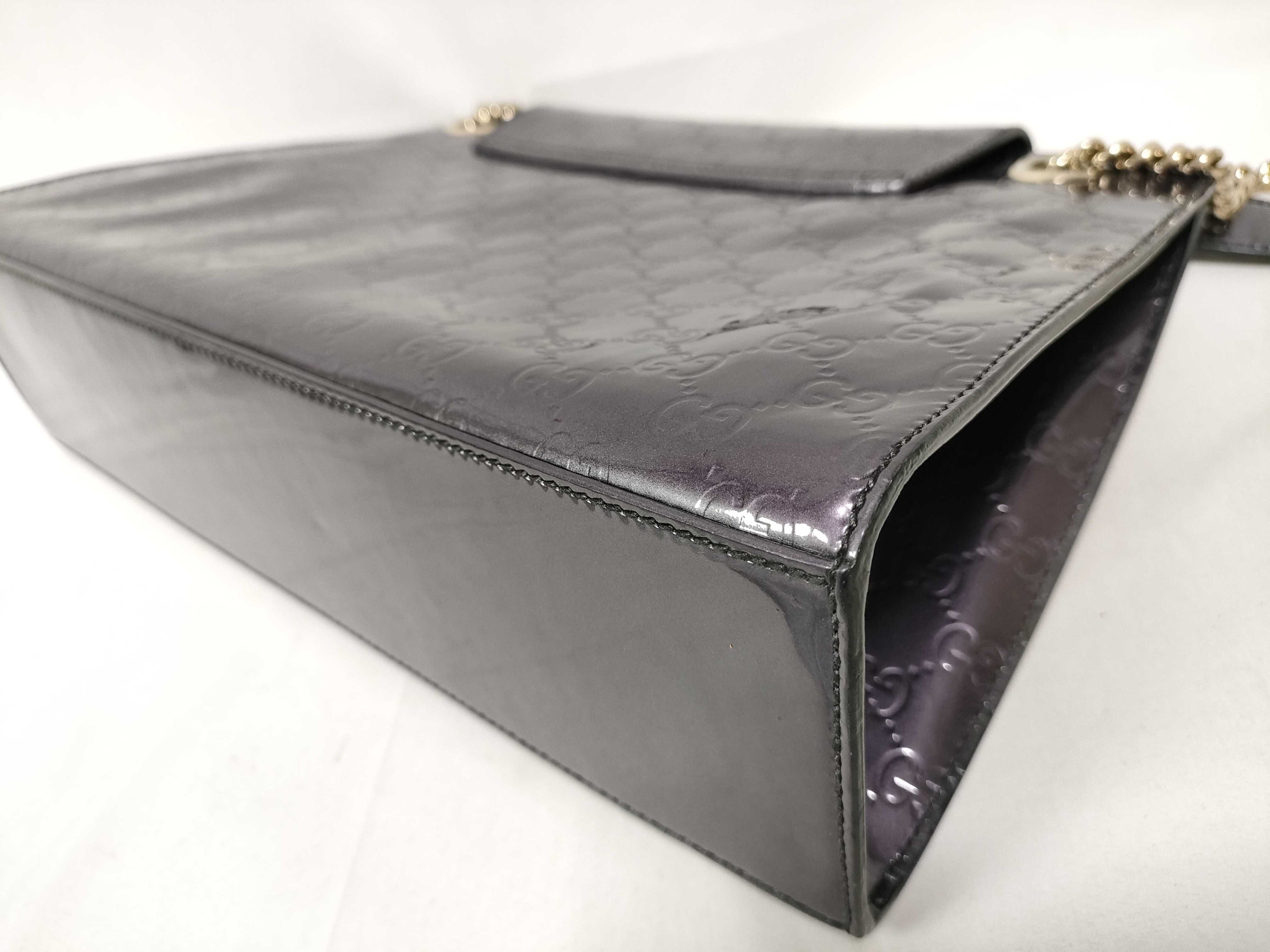 (Gucci) Guccissima Horsebit Emily Patent Leather Chain Shoulder Bag Purple Shoulder Bag — view 4