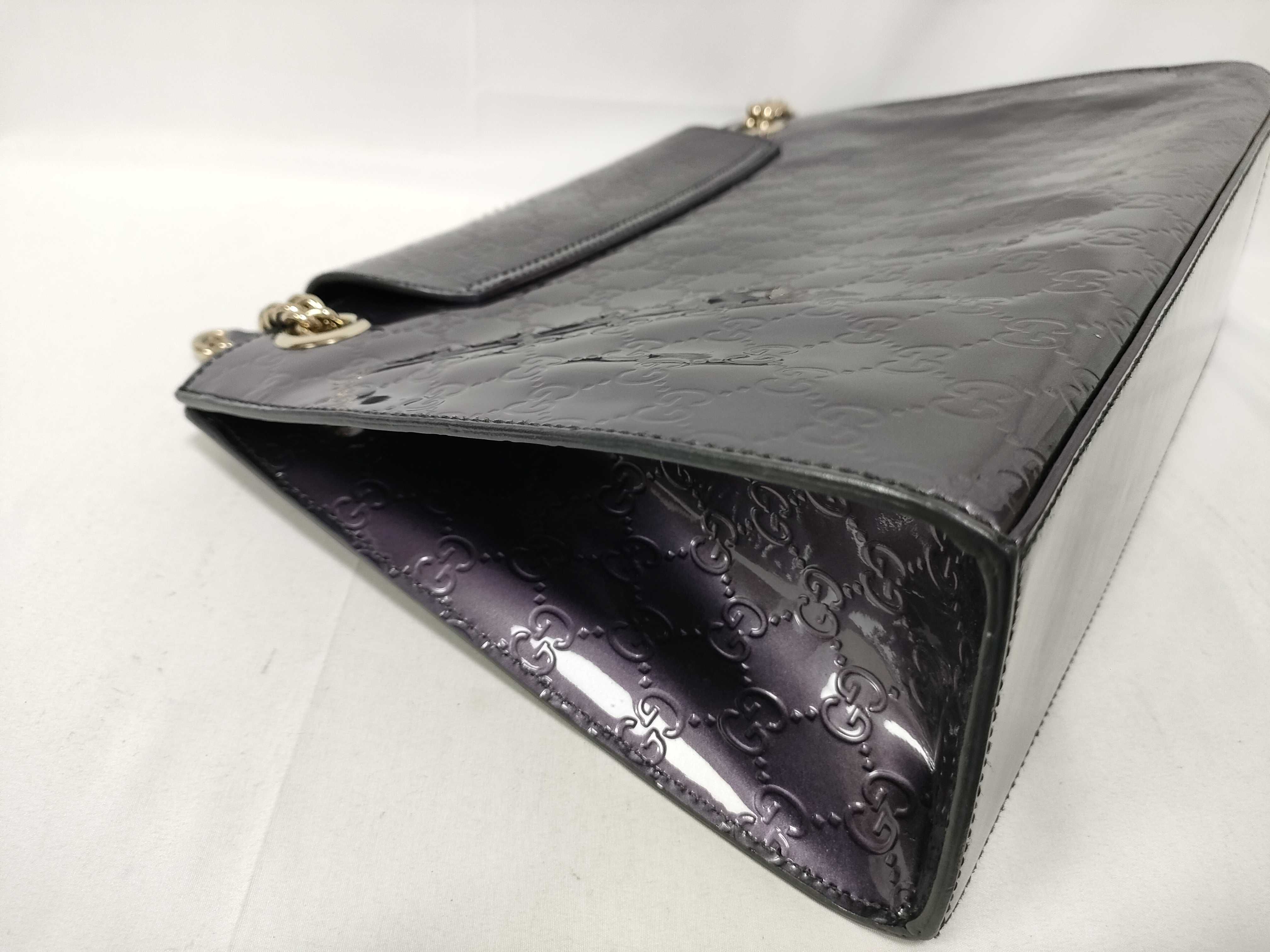 (Gucci) Guccissima Horsebit Emily Patent Leather Chain Shoulder Bag Purple Shoulder Bag — view 5