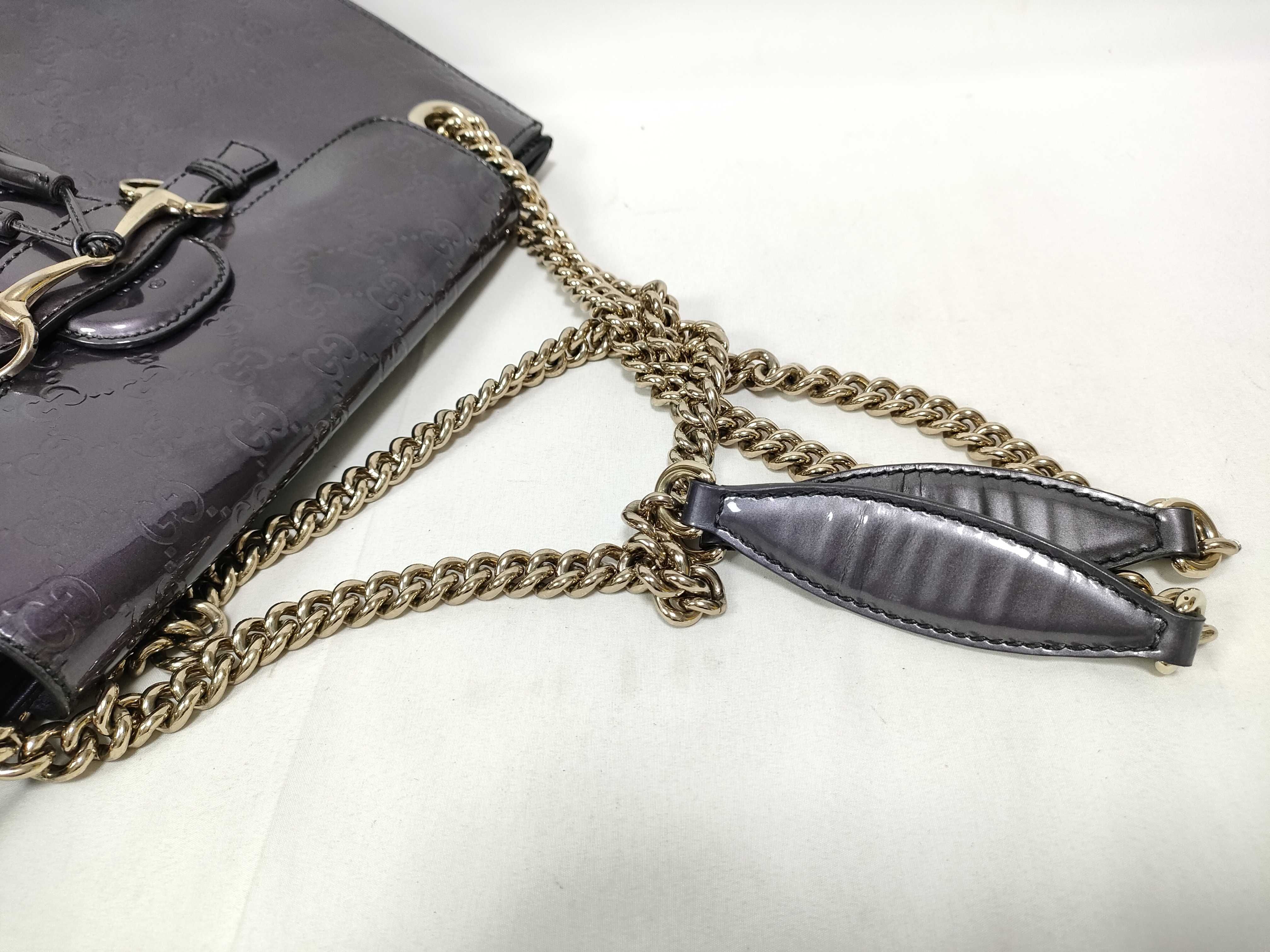 (Gucci) Guccissima Horsebit Emily Patent Leather Chain Shoulder Bag Purple Shoulder Bag — view 7