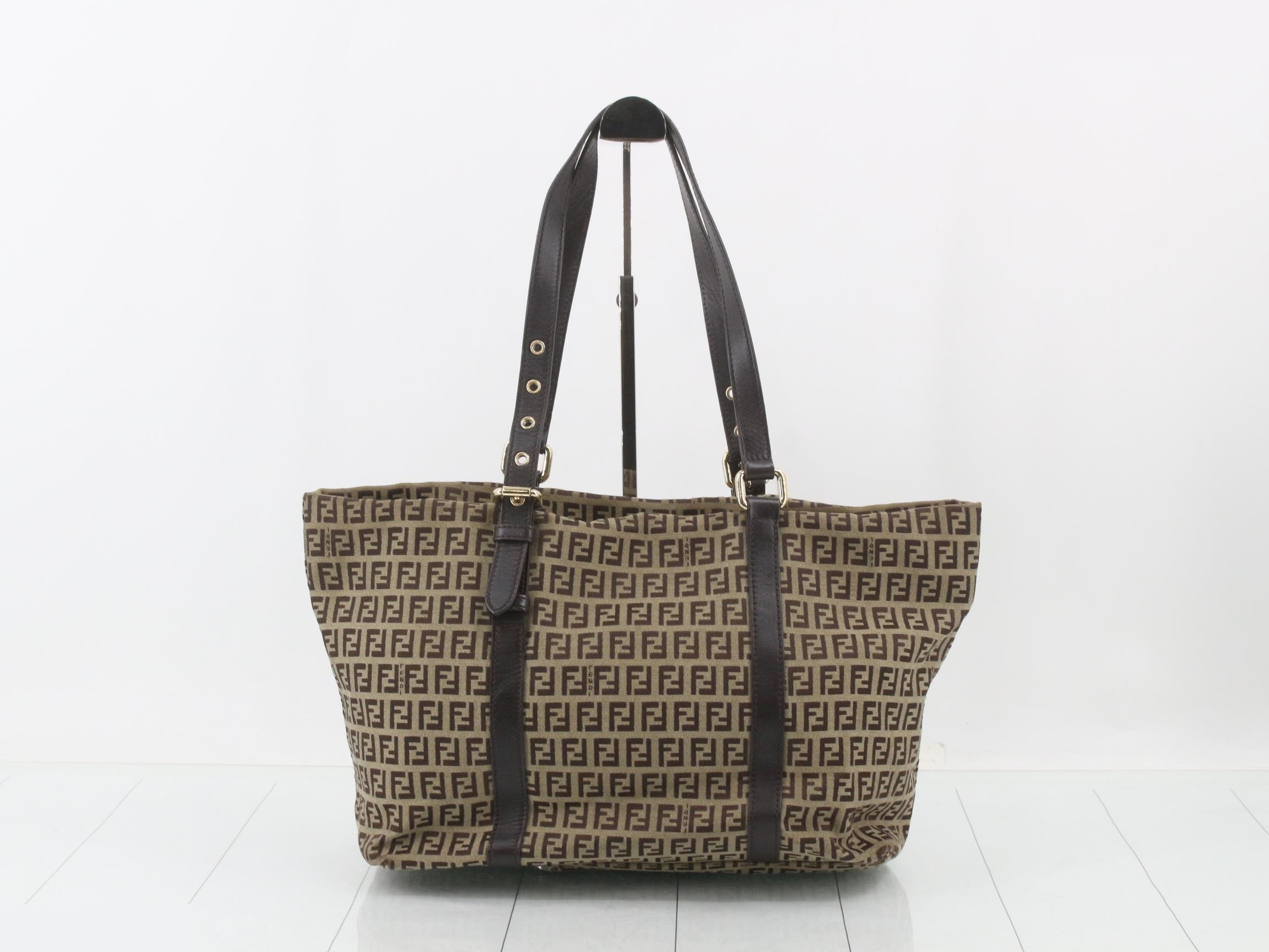 Canvas x Leather Zucchino Tote Bag with Charm 8BH215 — view 2