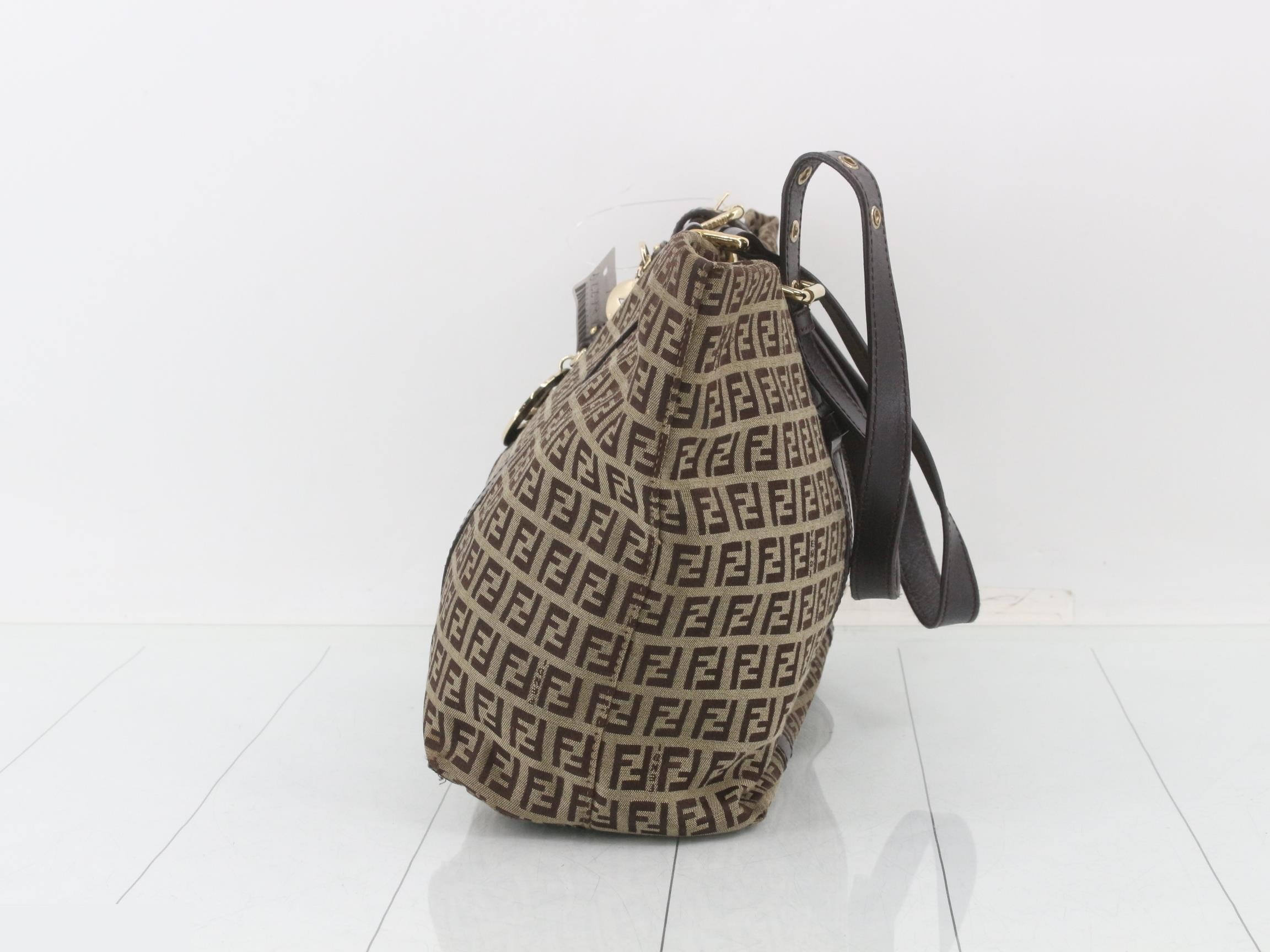 Canvas x Leather Zucchino Tote Bag with Charm 8BH215 — view 3