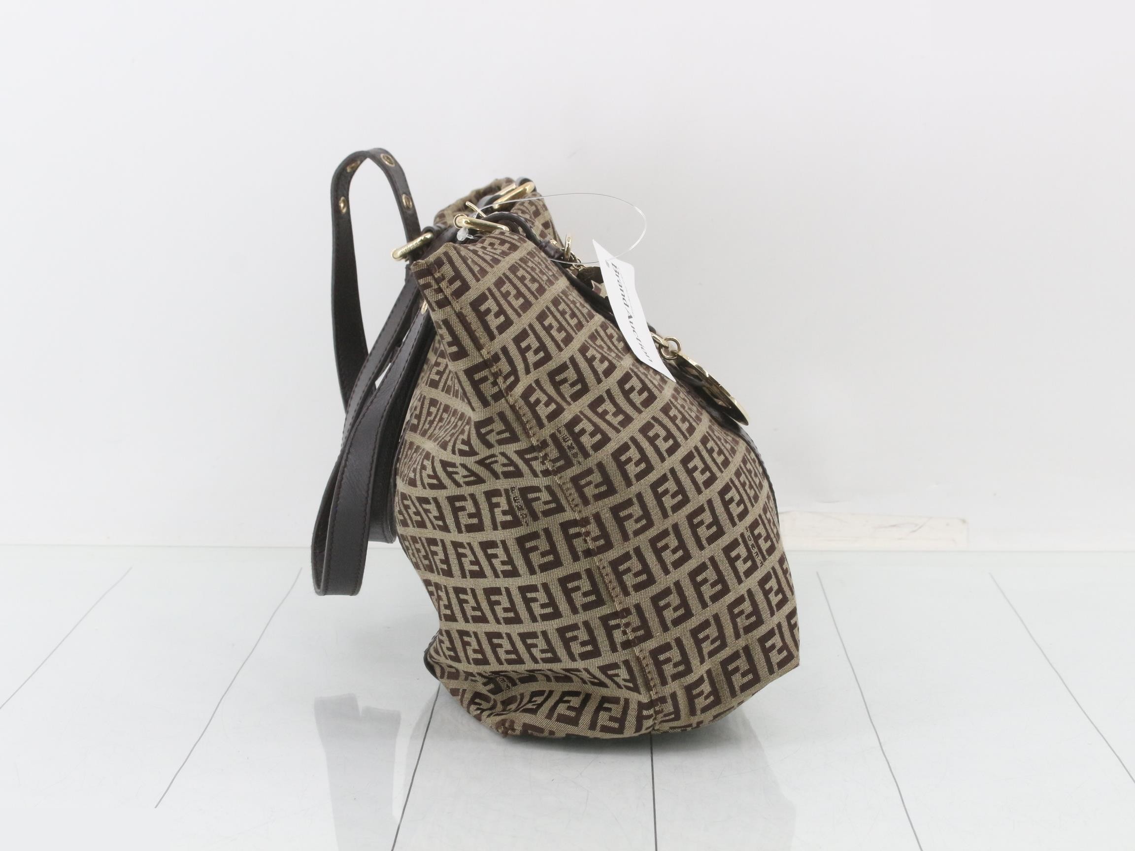 Canvas x Leather Zucchino Tote Bag with Charm 8BH215 — view 4