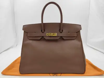 Birkin Bag BIRKIN STAMP SQUARE B 35 BROWN GHW Handbag