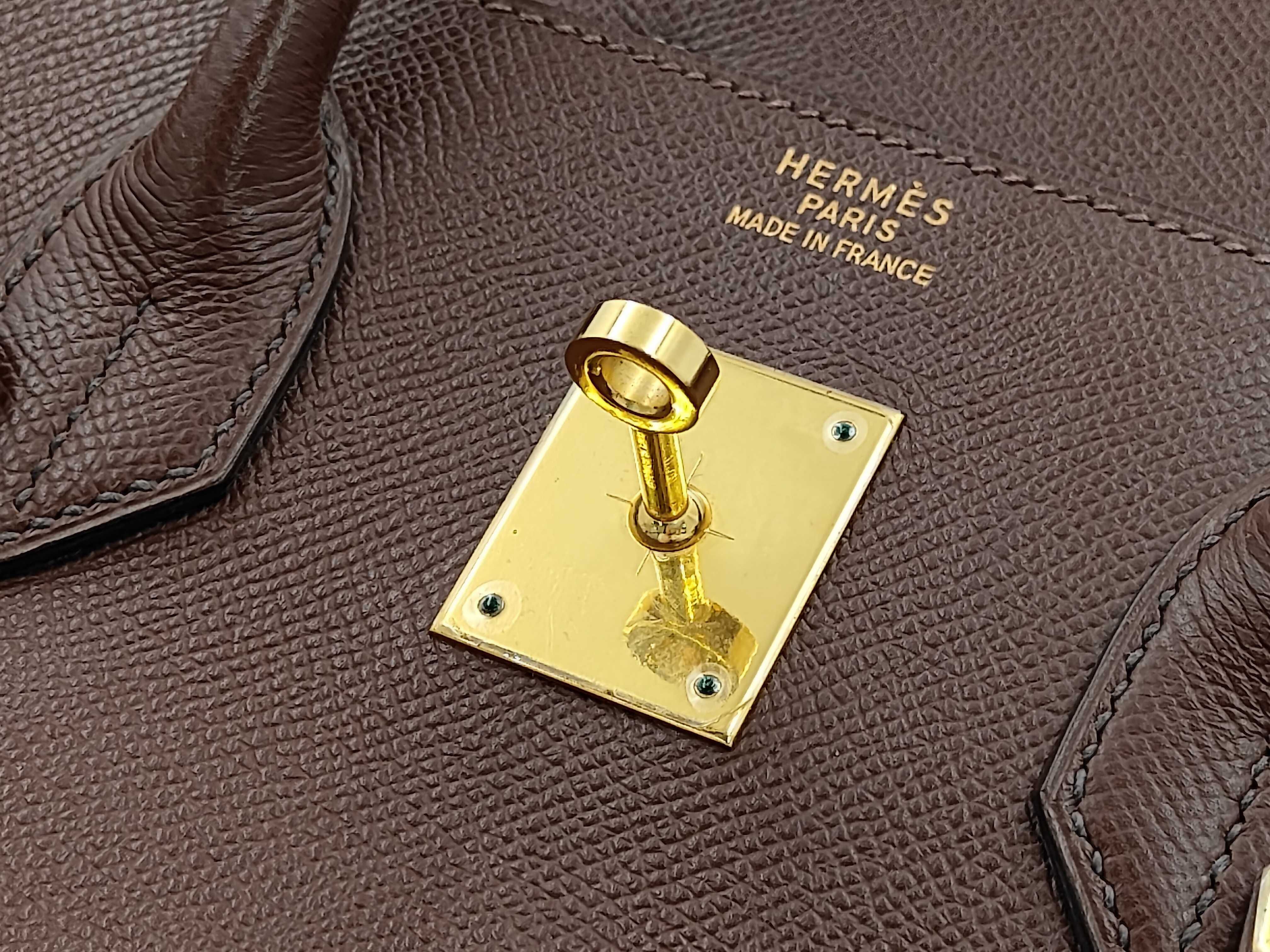 Birkin Bag BIRKIN STAMP SQUARE B 35 BROWN GHW Handbag — view 12