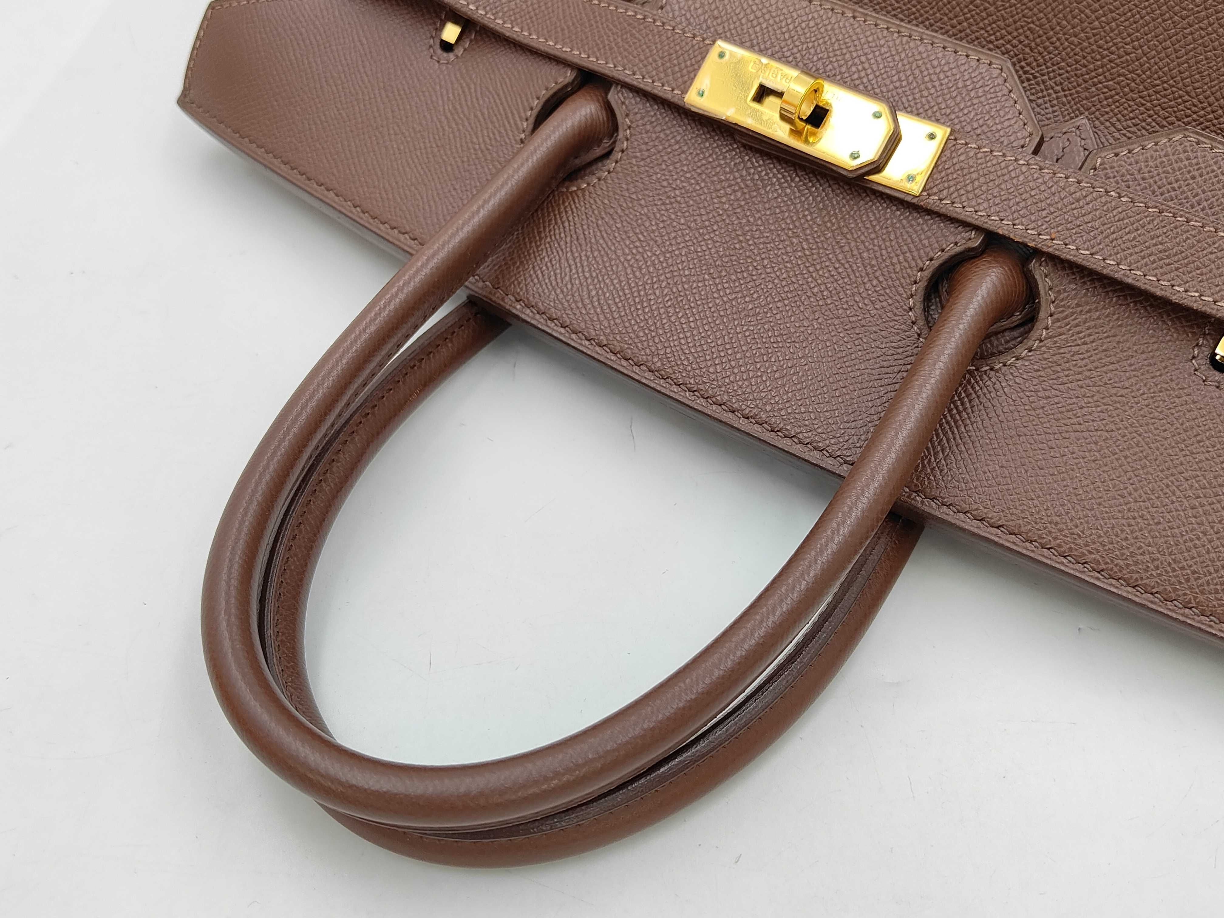 Birkin Bag BIRKIN STAMP SQUARE B 35 BROWN GHW Handbag — view 3