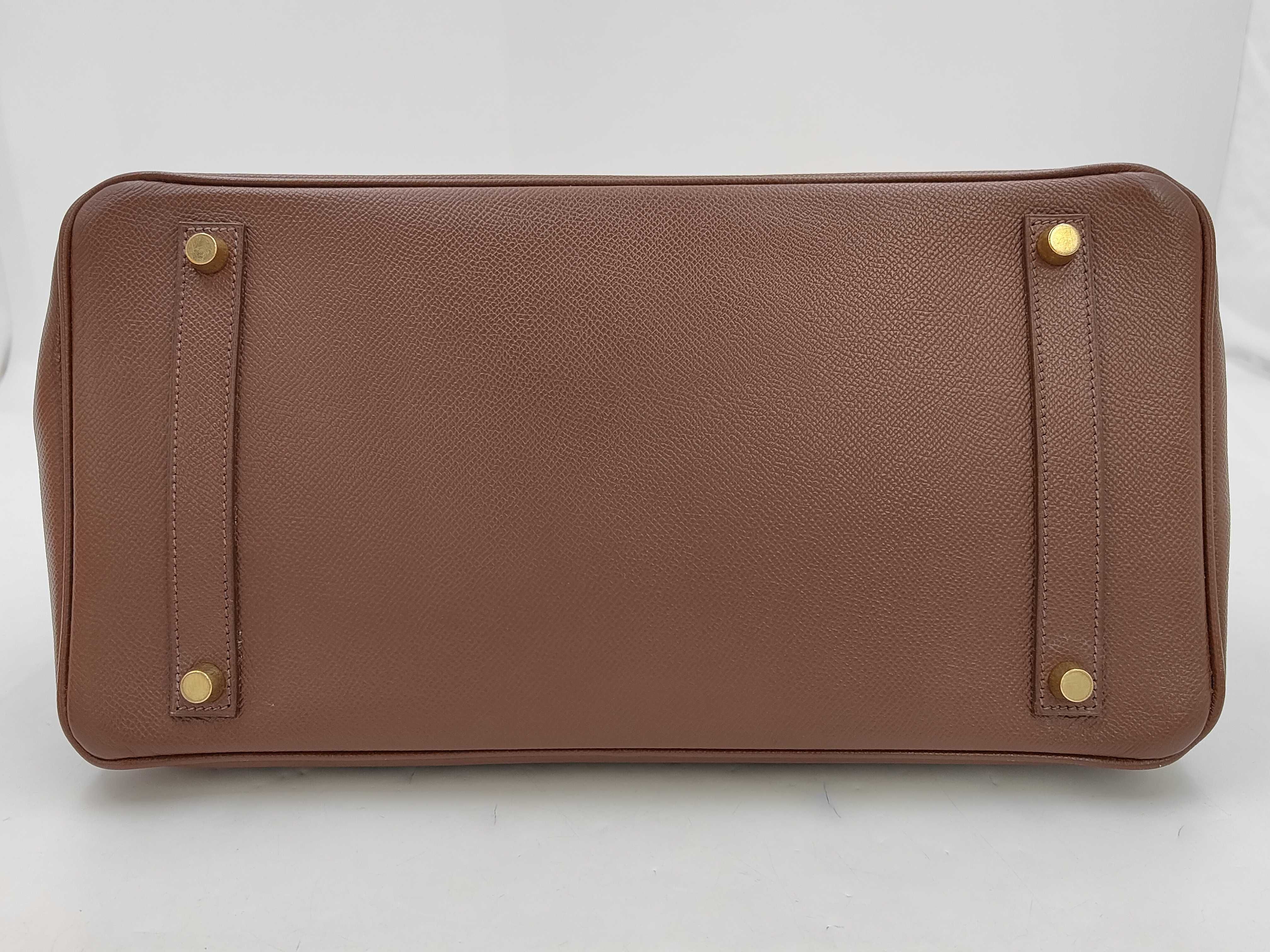 Birkin Bag BIRKIN STAMP SQUARE B 35 BROWN GHW Handbag — view 7