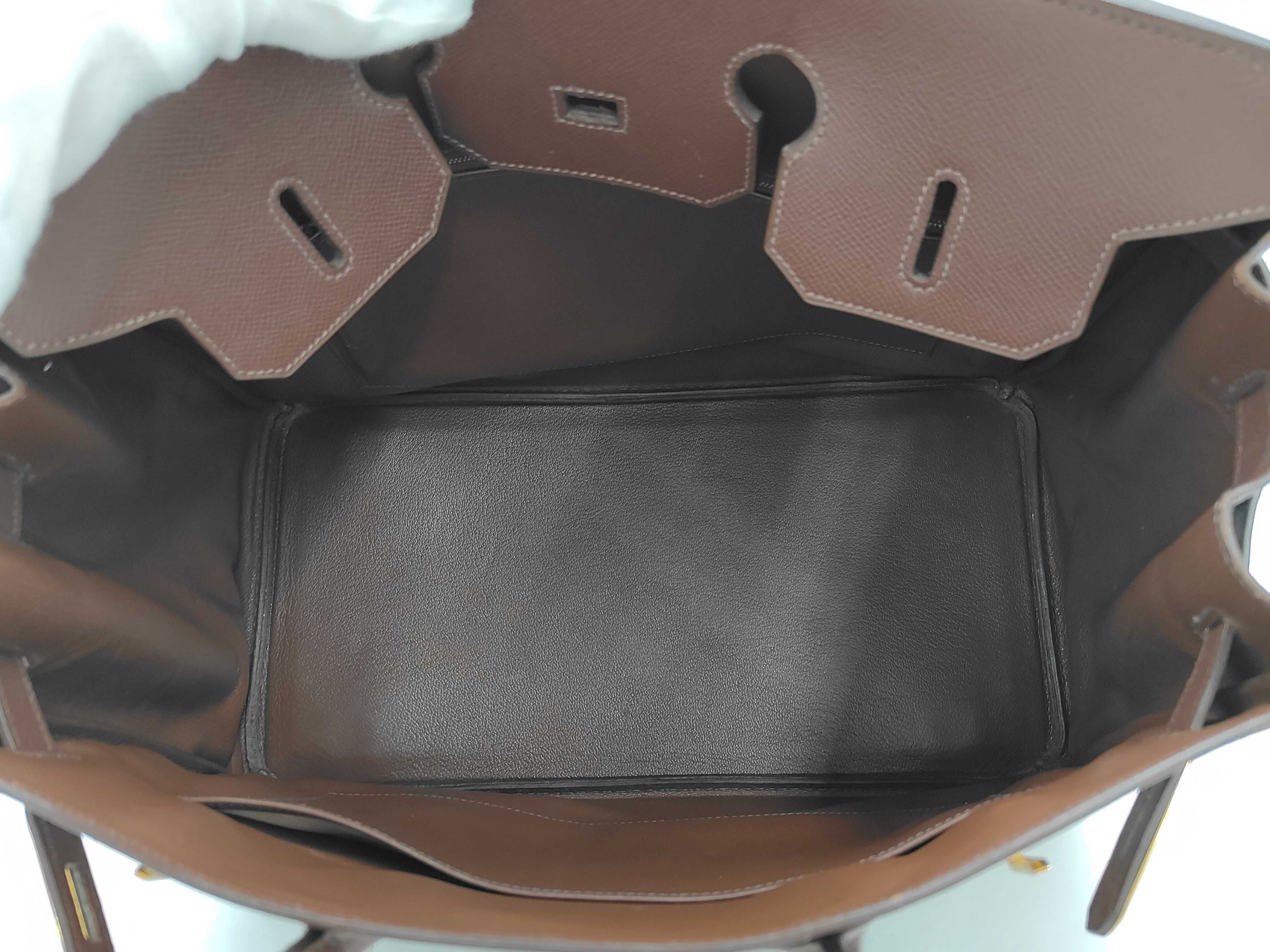 Birkin Bag BIRKIN STAMP SQUARE B 35 BROWN GHW Handbag — view 8