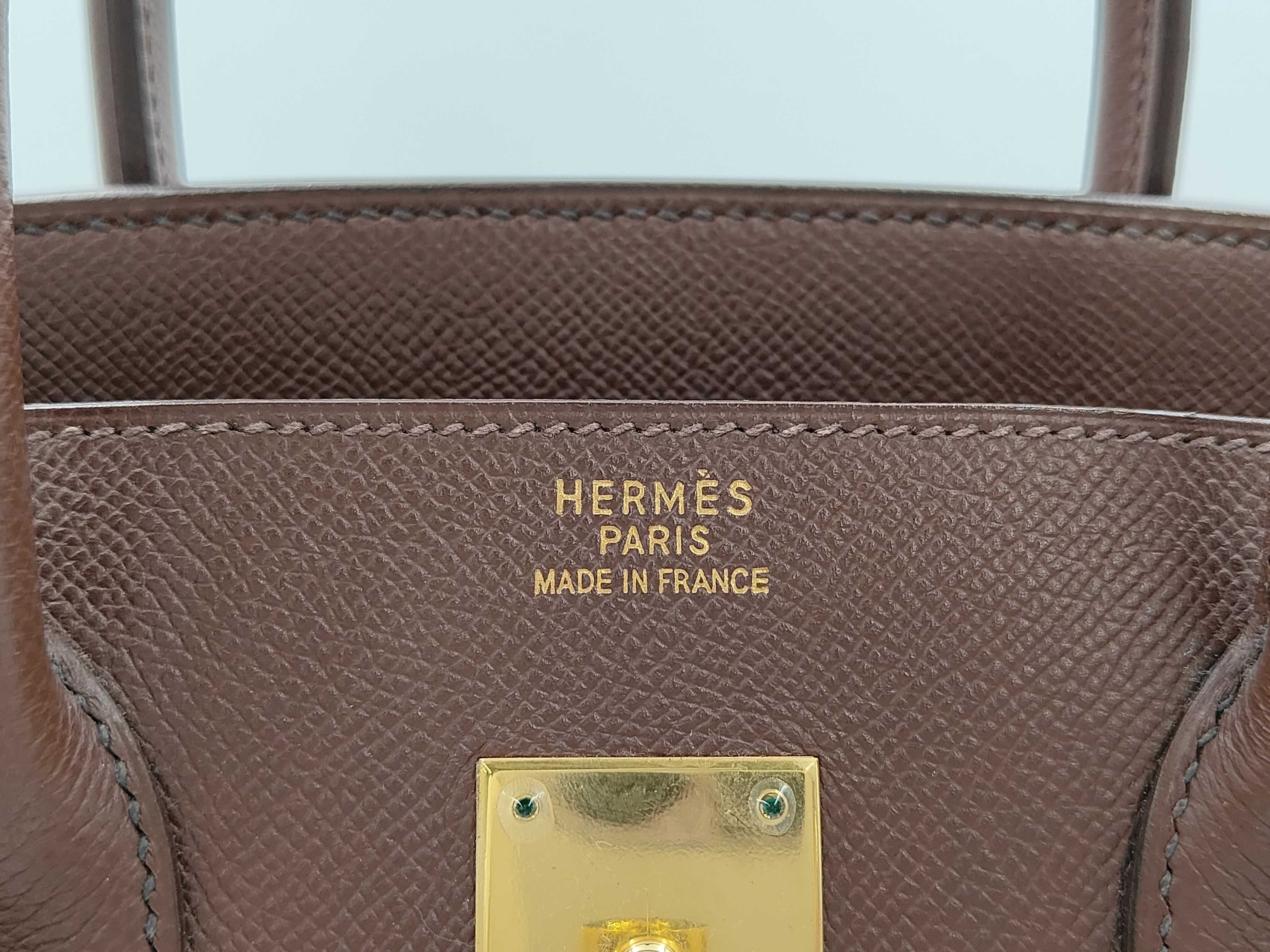 Birkin Bag BIRKIN STAMP SQUARE B 35 BROWN GHW Handbag — view 9