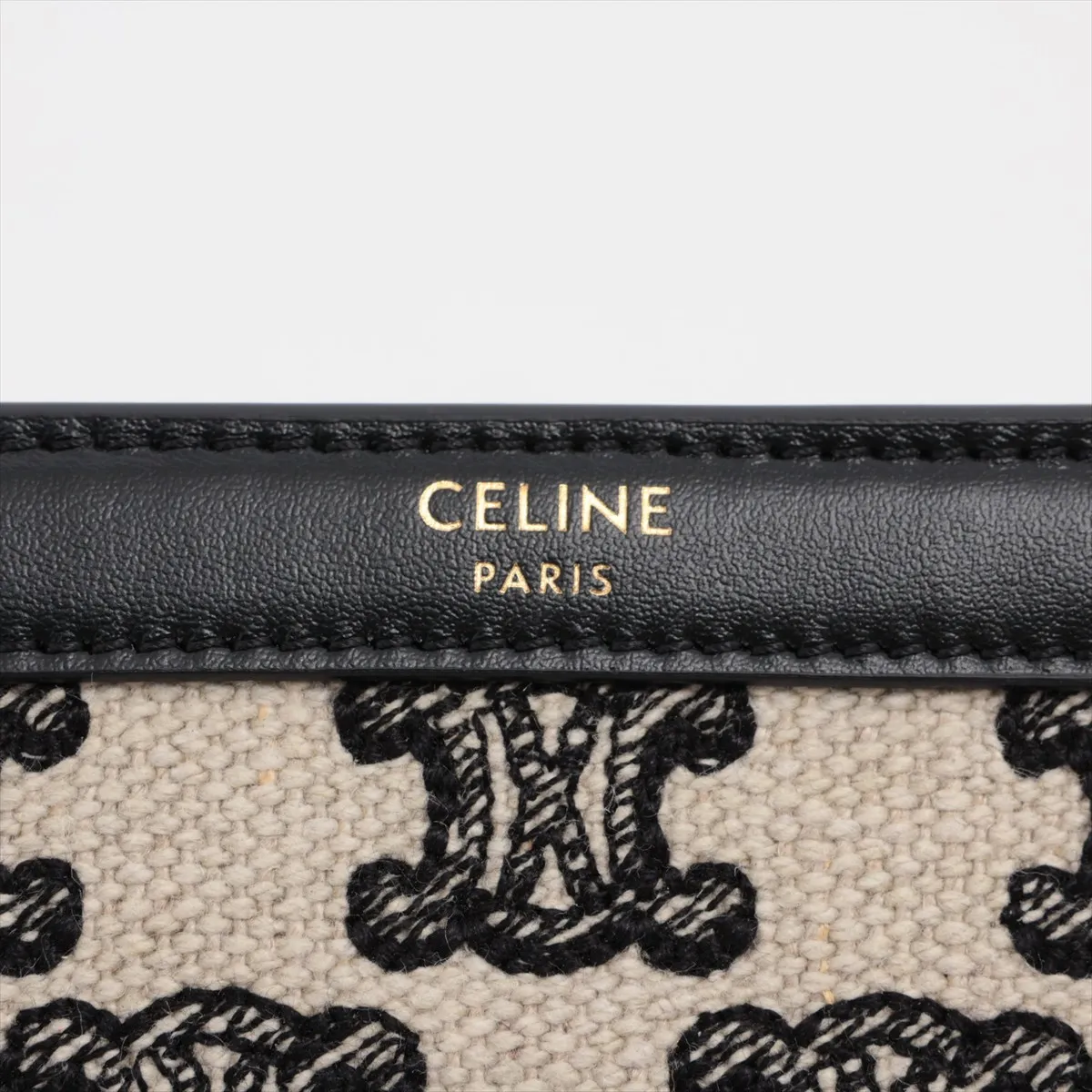 Triomphe Small Flap Wallet Canvas x Leather Compact Wallet Black x Ivory — view 8