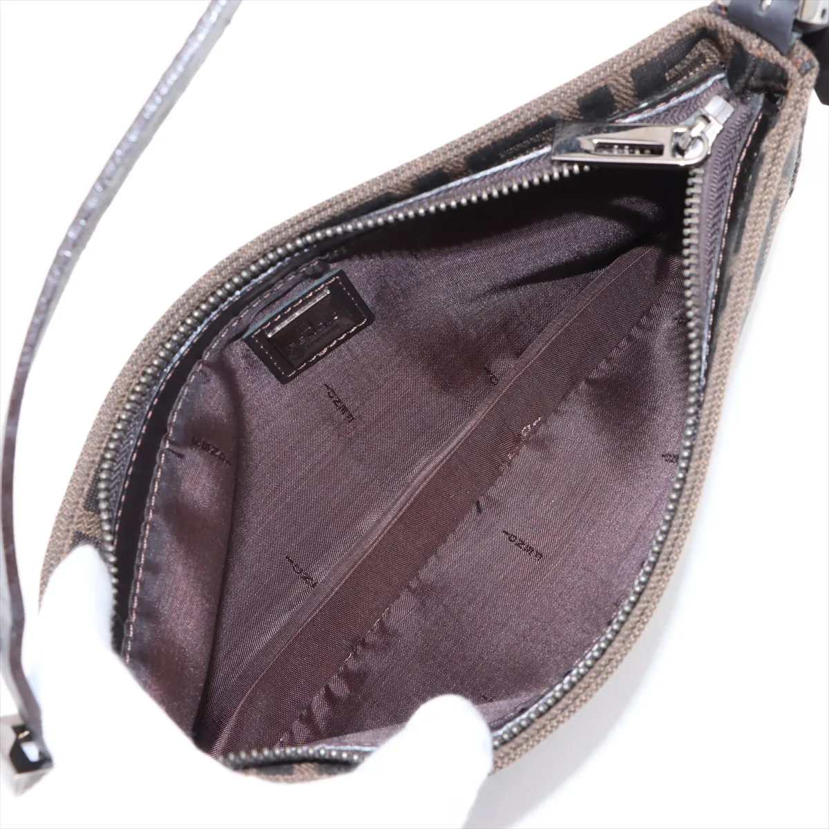 Zucca Canvas x Leather Shoulder Bag Brown — view 7