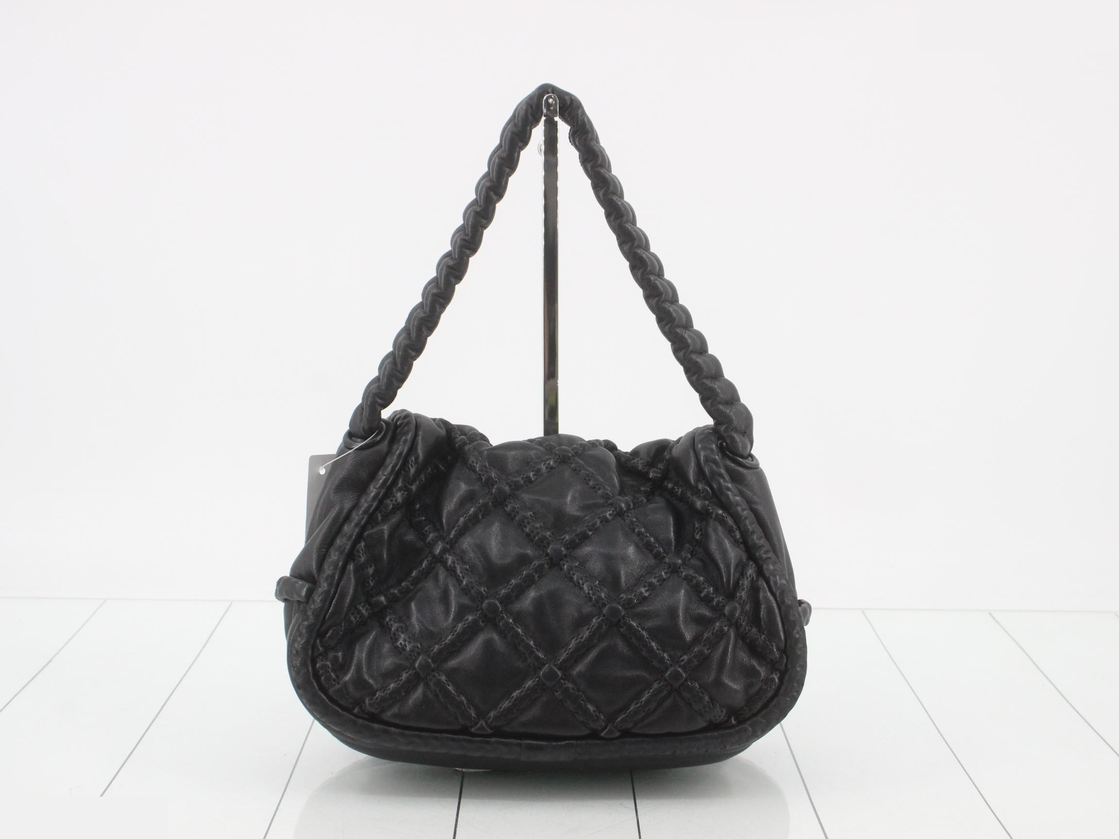Matelassé One-Shoulder Bag, Lambskin, Series 11, Black — view 2