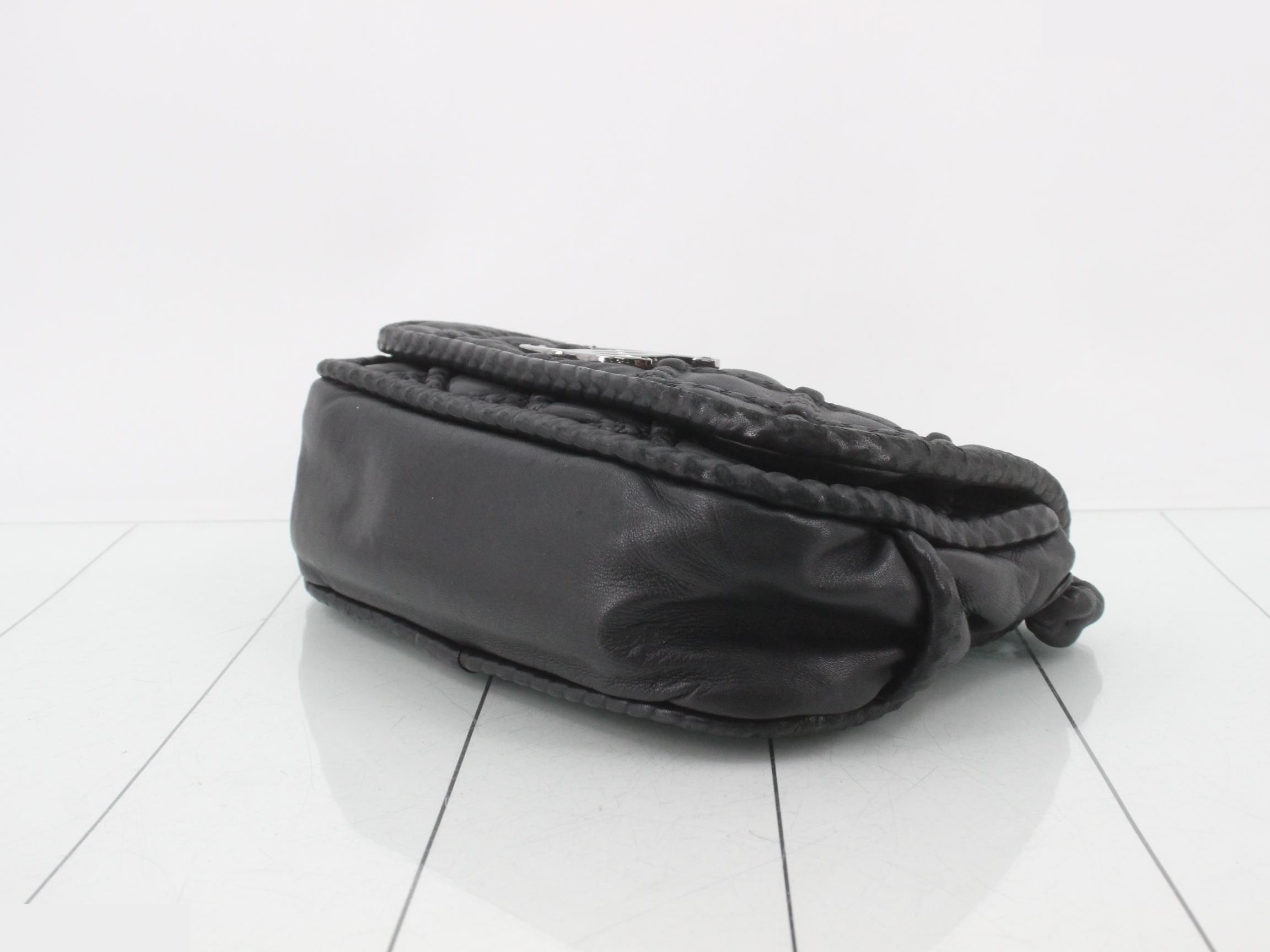 Matelassé One-Shoulder Bag, Lambskin, Series 11, Black — view 6