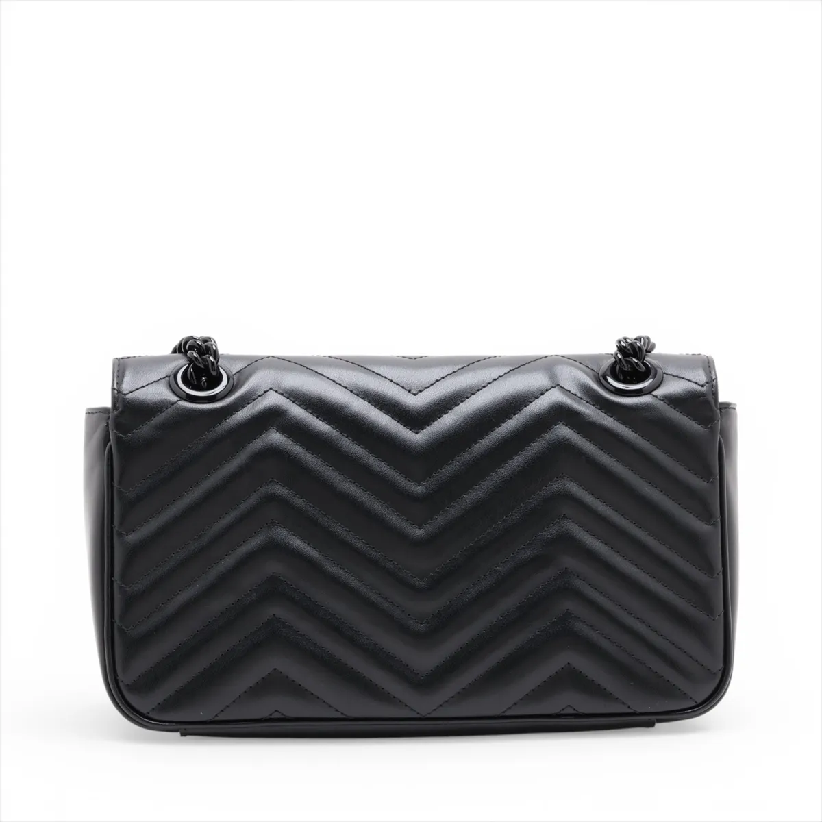GG Marmont Leather Chain Shoulder Bag, Black, 443497 — view 2