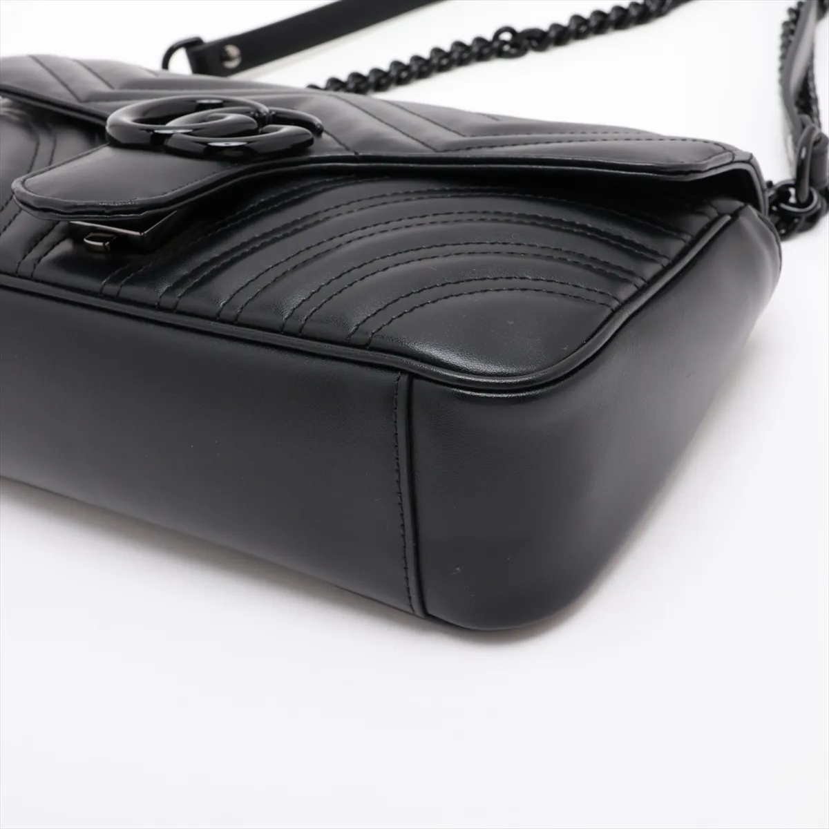 GG Marmont Leather Chain Shoulder Bag, Black, 443497 — view 3