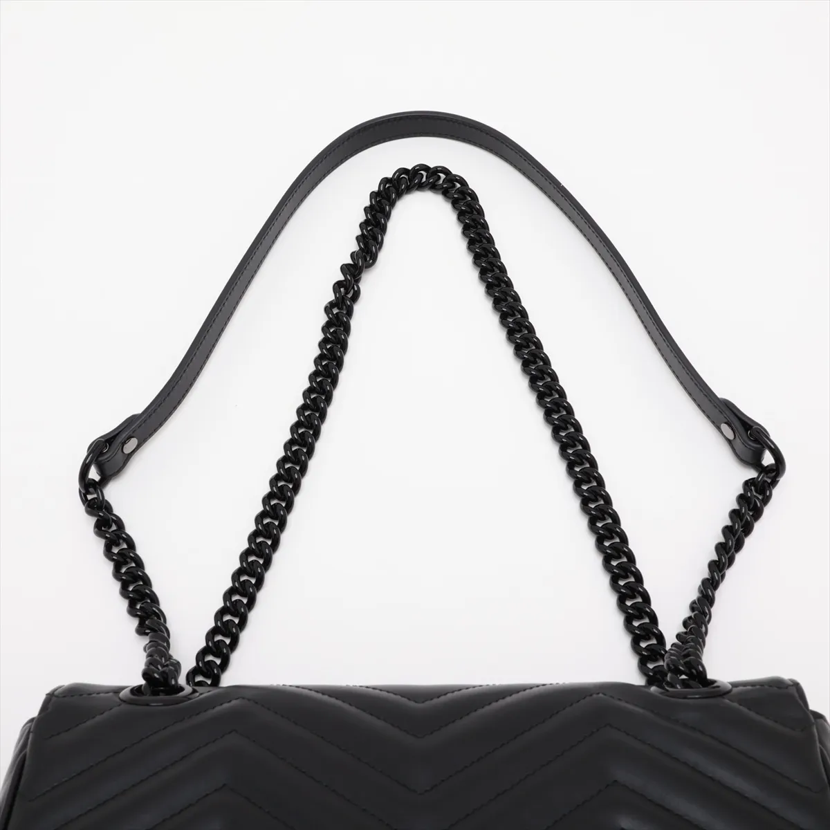GG Marmont Leather Chain Shoulder Bag, Black, 443497 — view 6