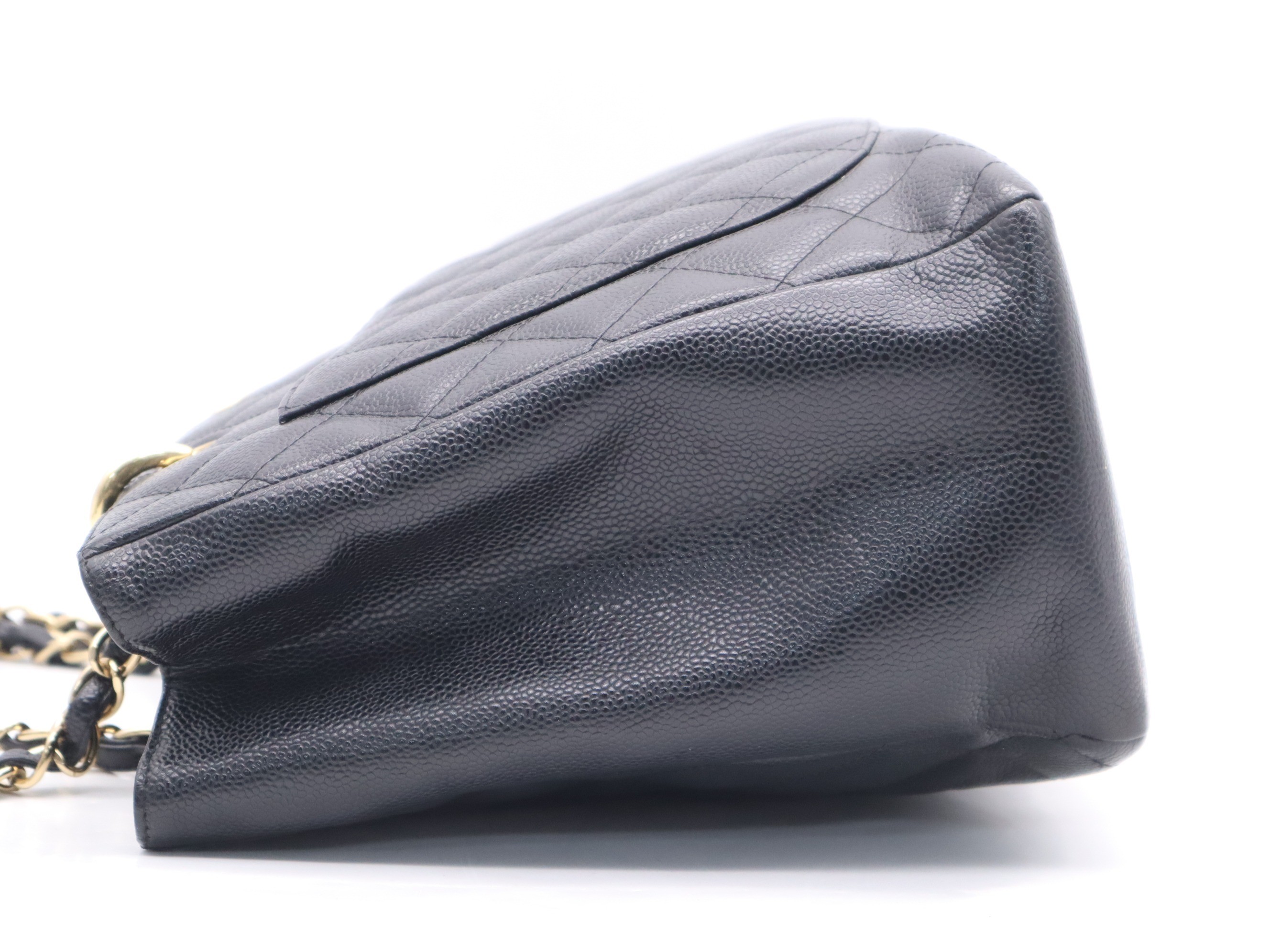 Caviar leather matelassé chain tote bag, black, gold hardware. — view 3