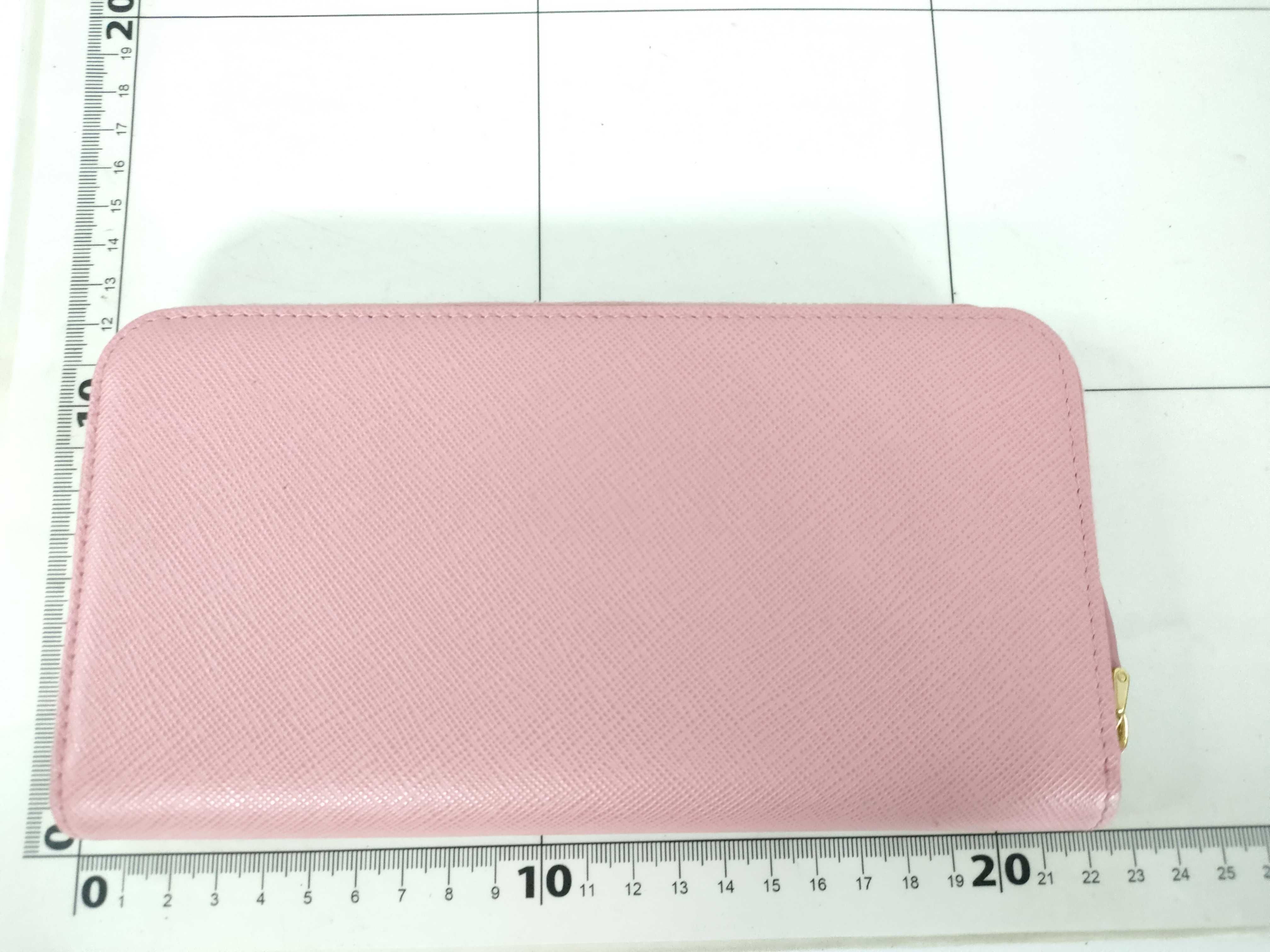 Saffiano Leather Round Zip Long Wallet 1ML506 Pink Wallet with Guarantee Card (VO8528) — view 2