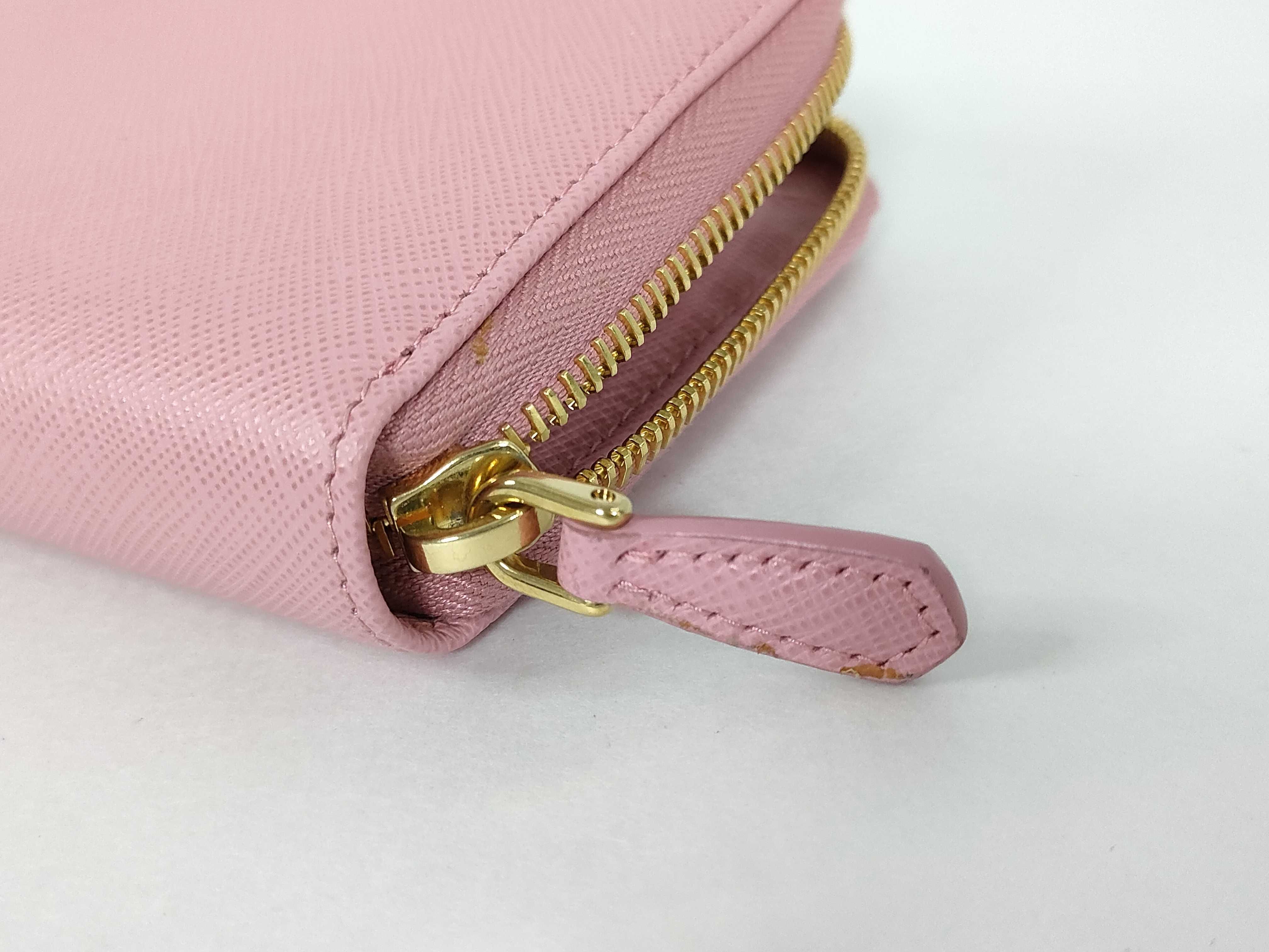 Saffiano Leather Round Zip Long Wallet 1ML506 Pink Wallet with Guarantee Card (VO8528) — view 14