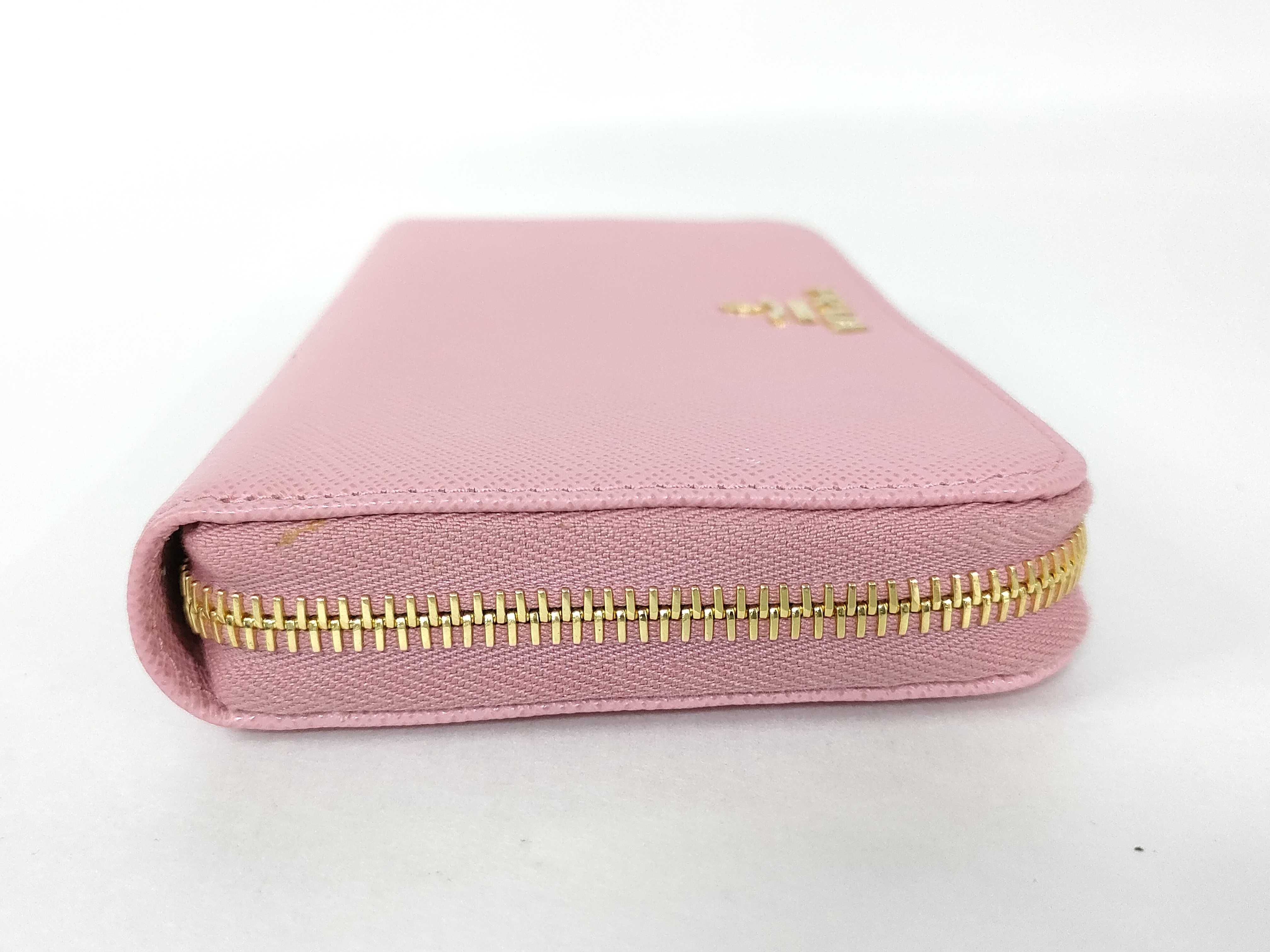 Saffiano Leather Round Zip Long Wallet 1ML506 Pink Wallet with Guarantee Card (VO8528) — view 4