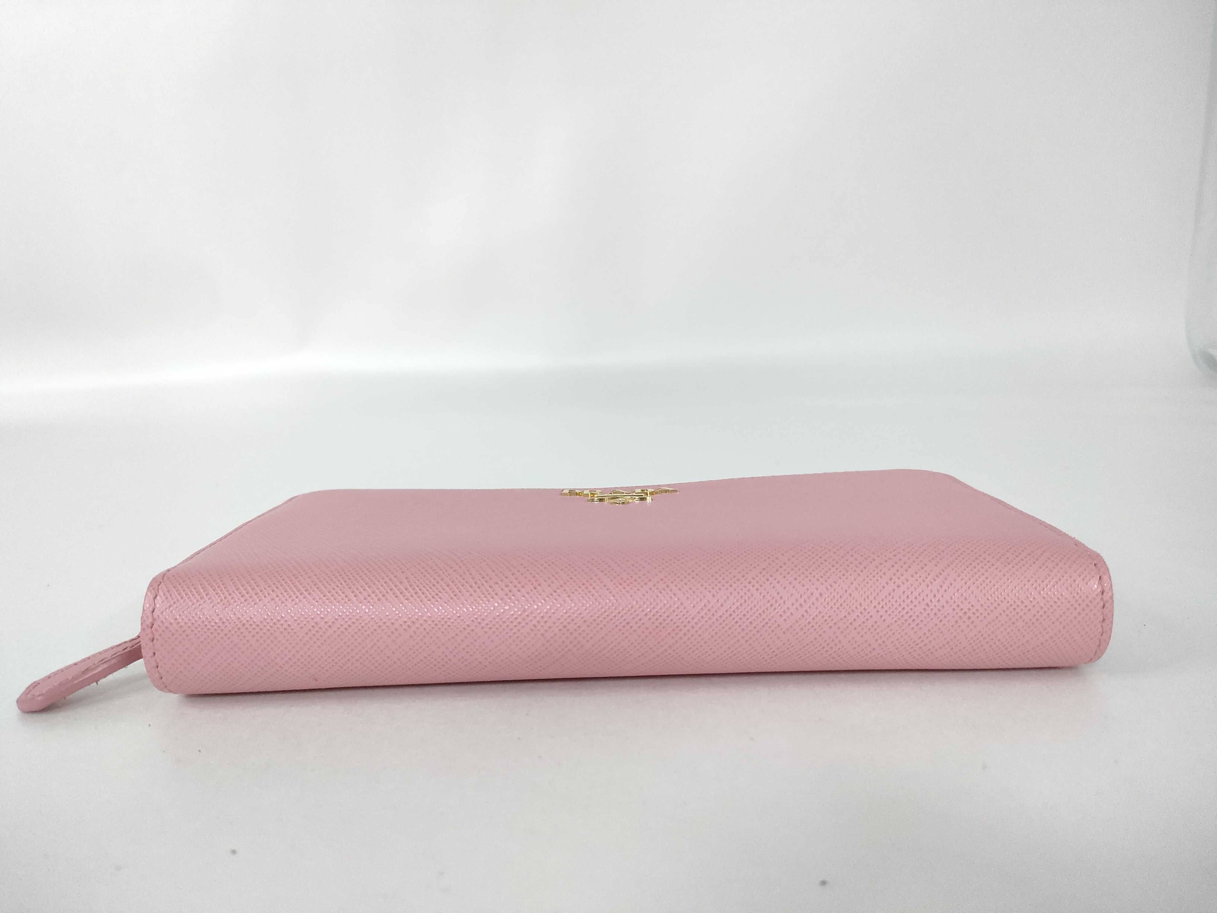 Saffiano Leather Round Zip Long Wallet 1ML506 Pink Wallet with Guarantee Card (VO8528) — view 6