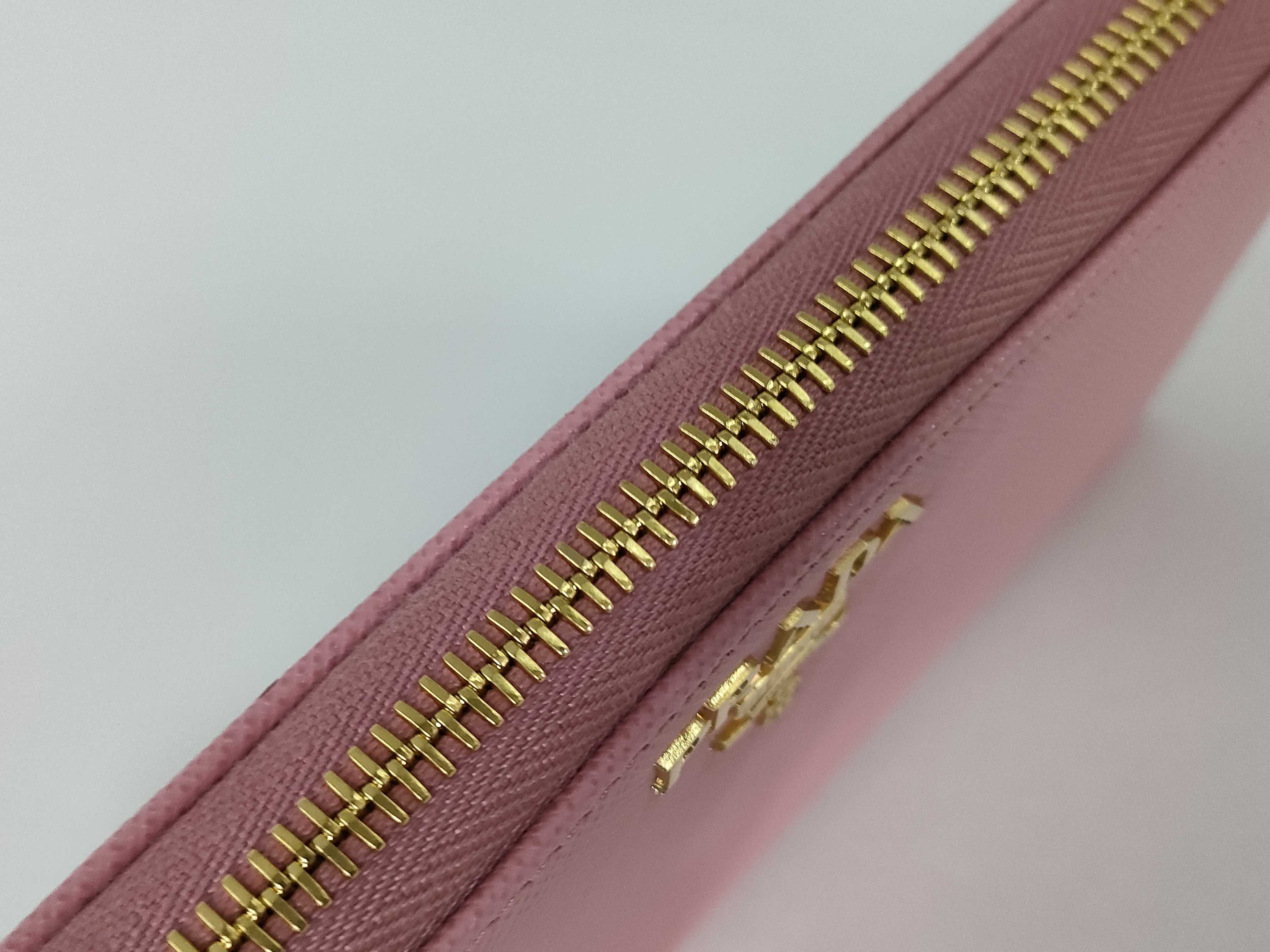 Saffiano Leather Round Zip Long Wallet 1ML506 Pink Wallet with Guarantee Card (VO8528) — view 7