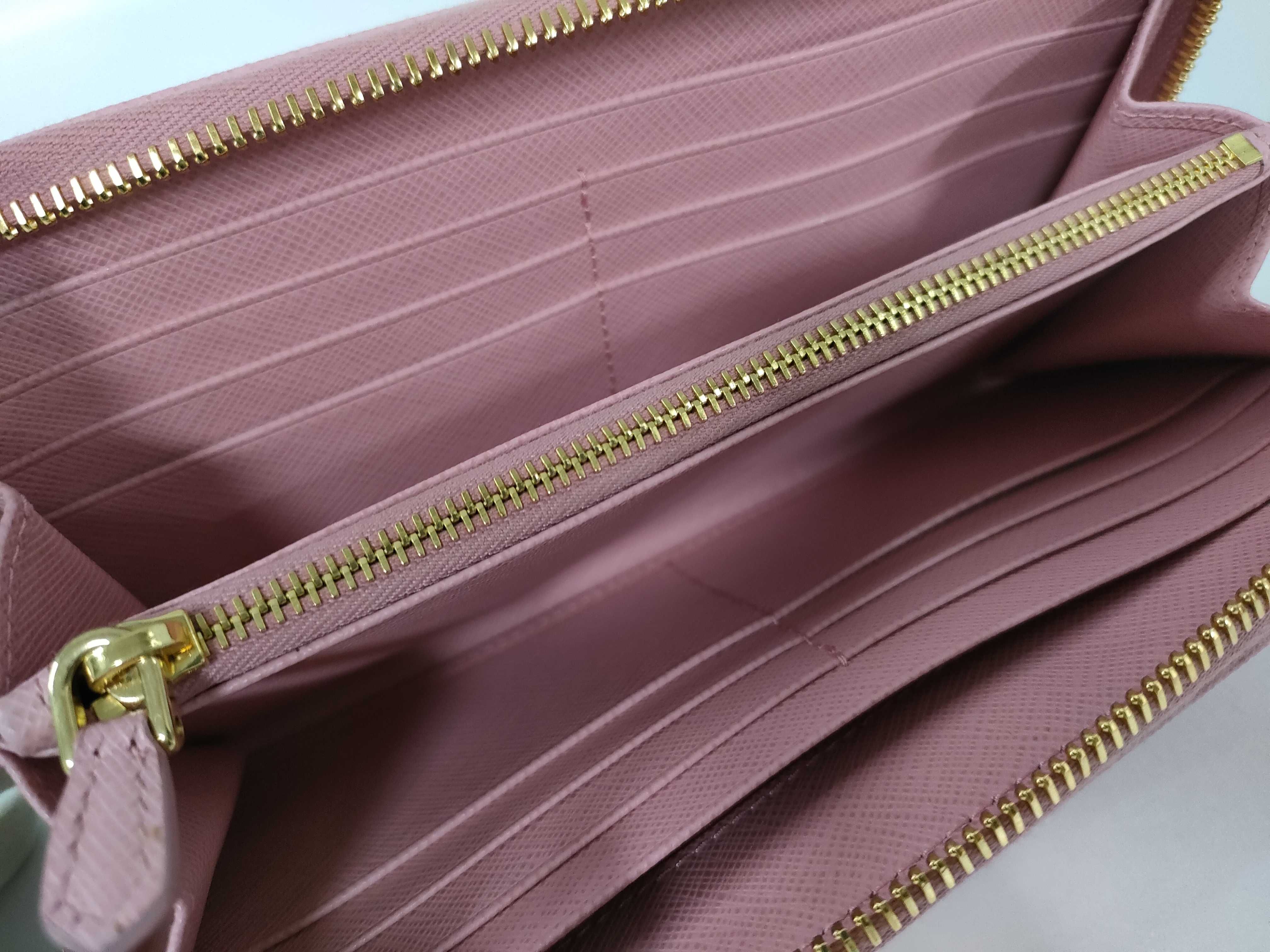 Saffiano Leather Round Zip Long Wallet 1ML506 Pink Wallet with Guarantee Card (VO8528) — view 8