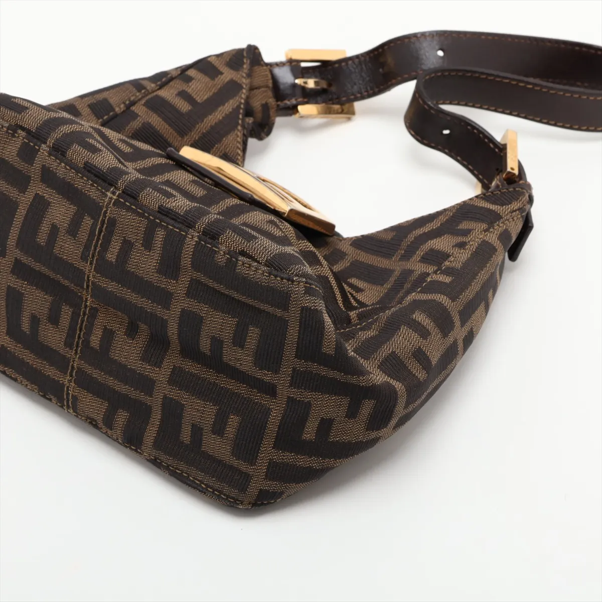 Zucca Canvas x Leather Handbag, Brown — view 3