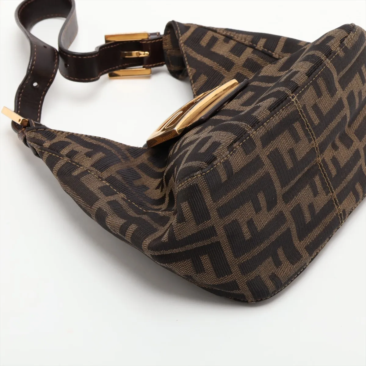 Zucca Canvas x Leather Handbag, Brown — view 4