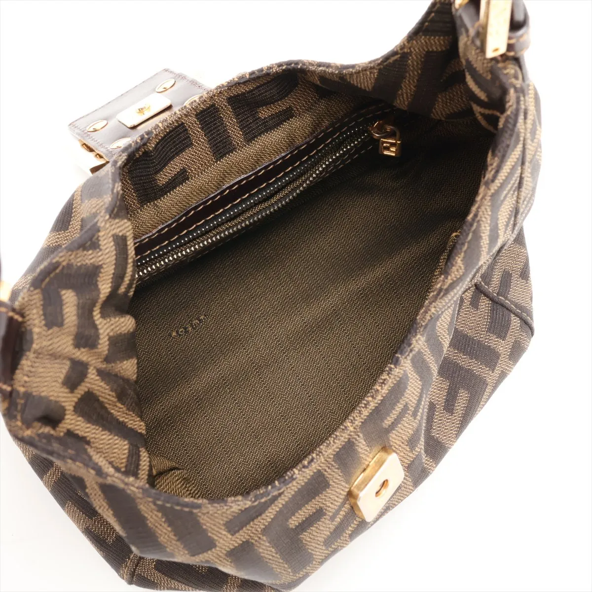 Zucca Canvas x Leather Handbag, Brown — view 7