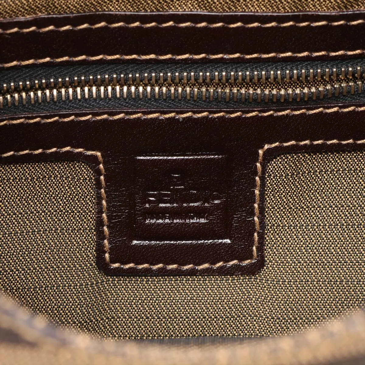 Zucca Canvas x Leather Handbag, Brown — view 9