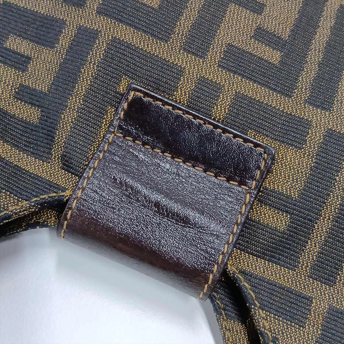 Zucca Canvas x Leather Handbag, Brown — view 10