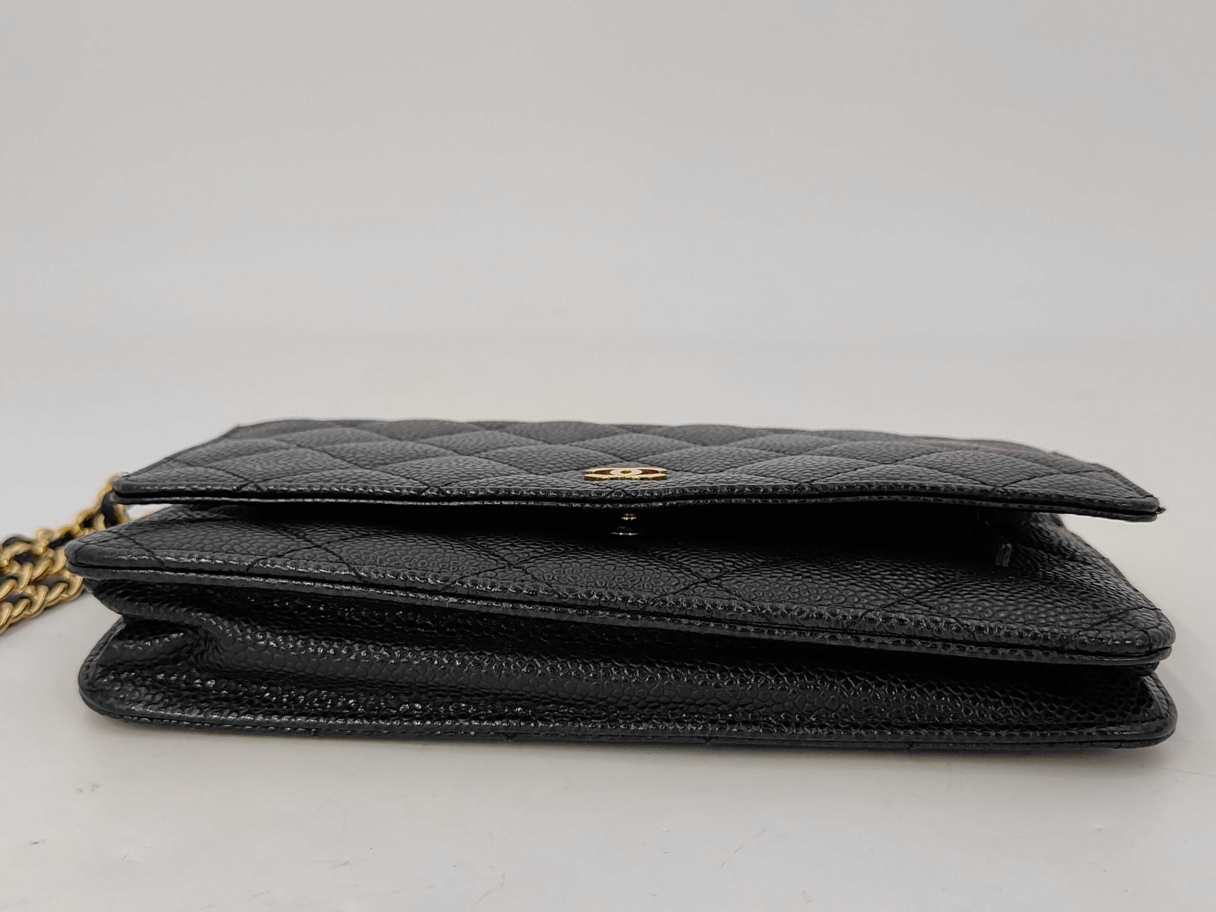 Caviar Skin Chain Wallet Chain Shoulder Bag Black (Serial Number 21) — view 4
