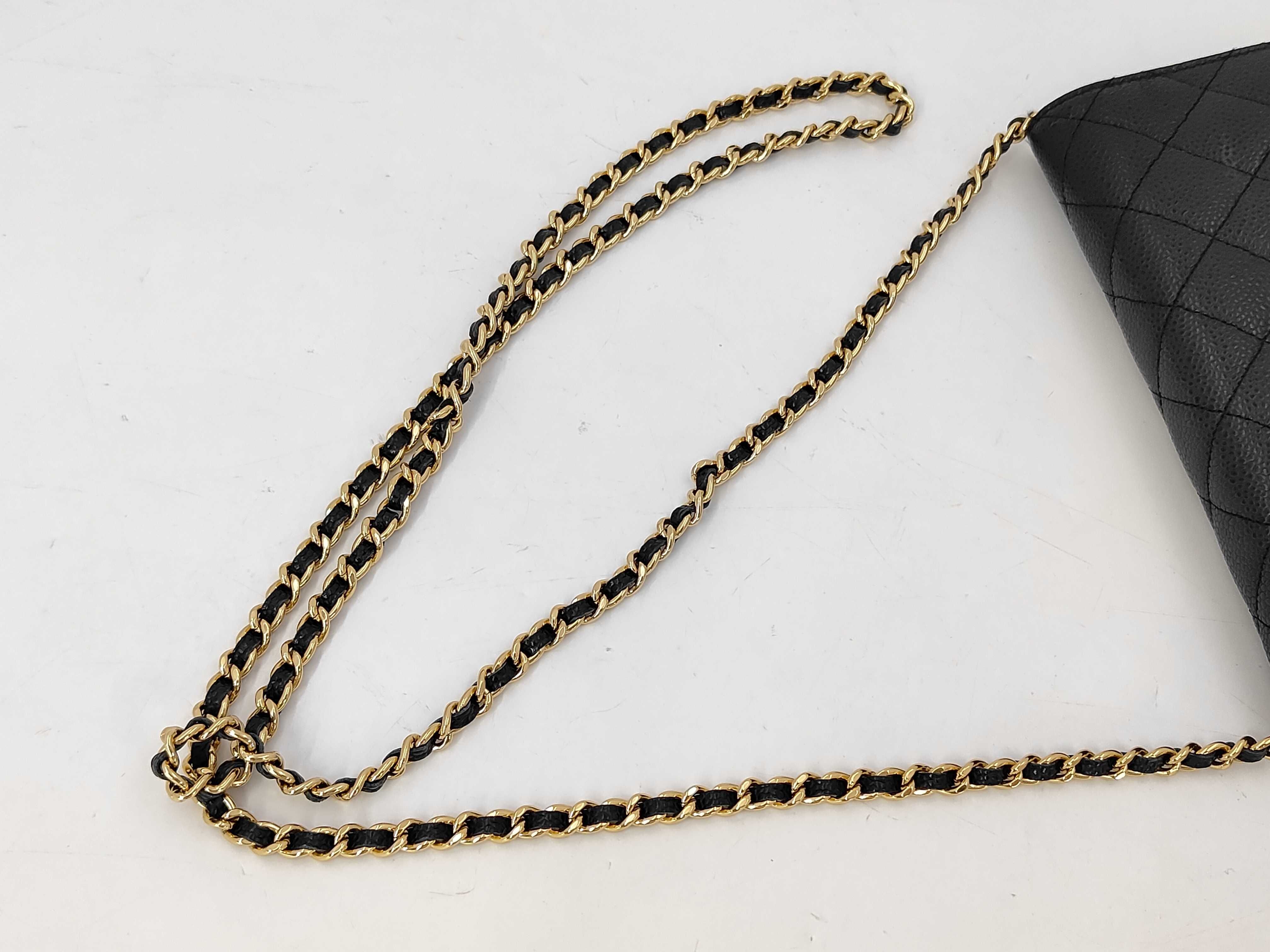 Caviar Skin Chain Wallet Chain Shoulder Bag Black (Serial Number 21) — view 5