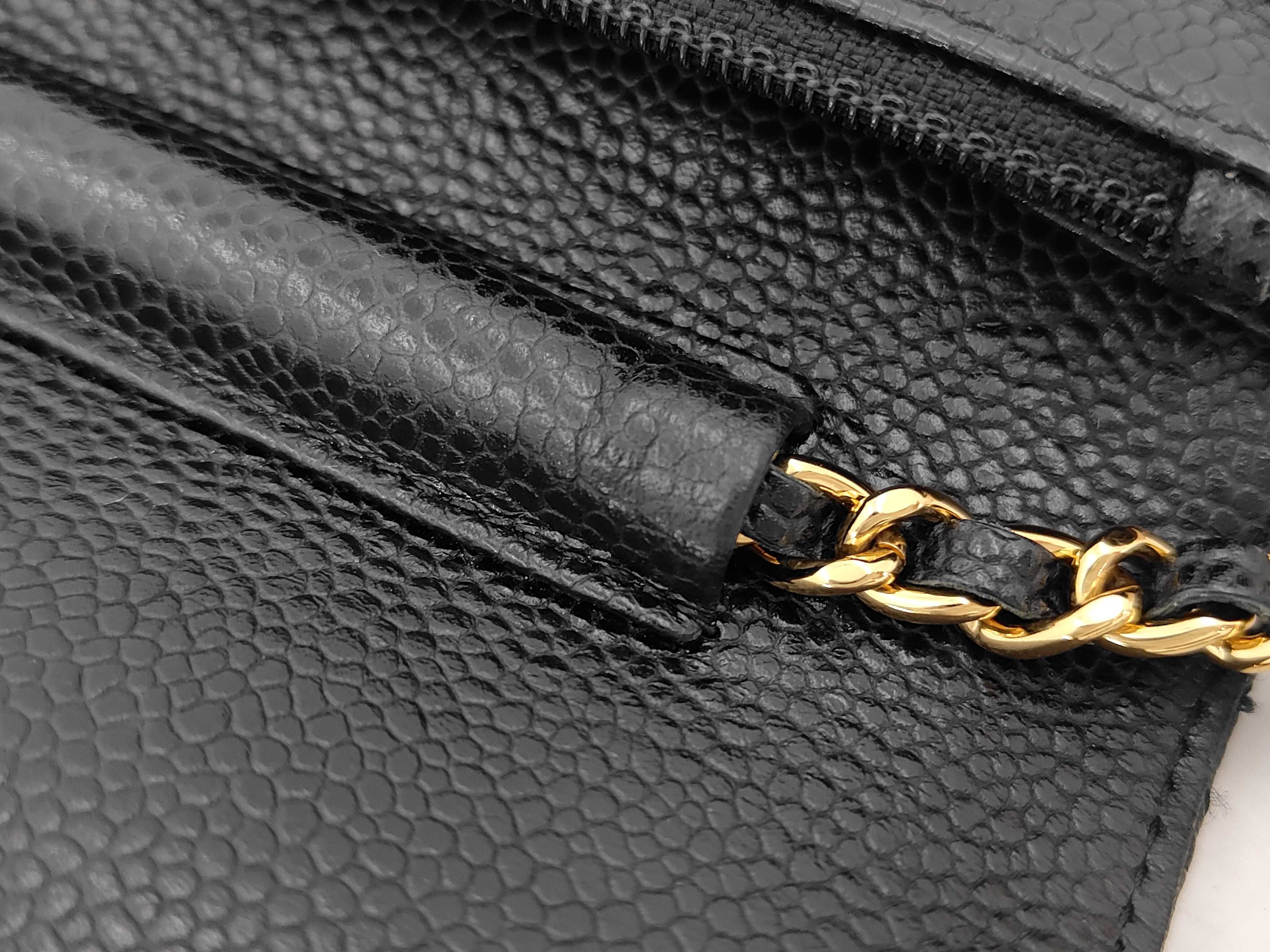 Caviar Skin Chain Wallet Chain Shoulder Bag Black (Serial Number 21) — view 7