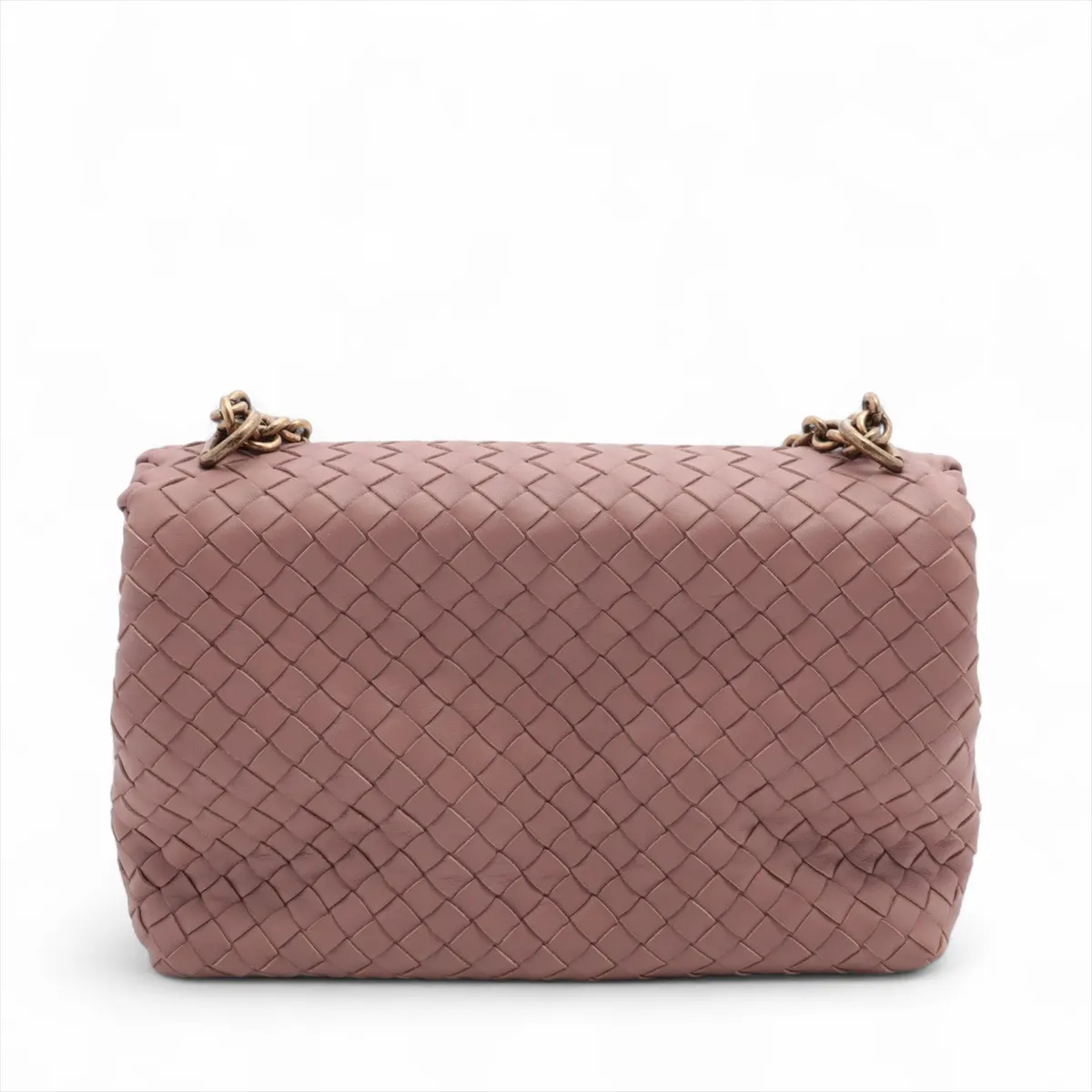 Intrecciato Olympia Leather Chain Shoulder Bag Pink — view 2