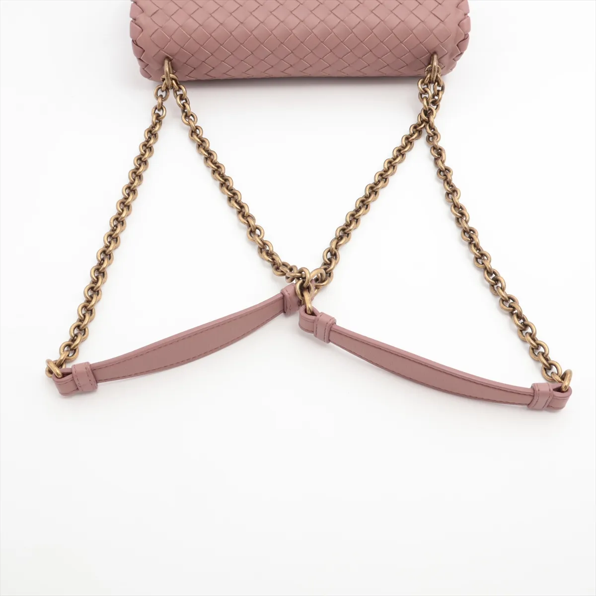 Intrecciato Olympia Leather Chain Shoulder Bag Pink — view 5