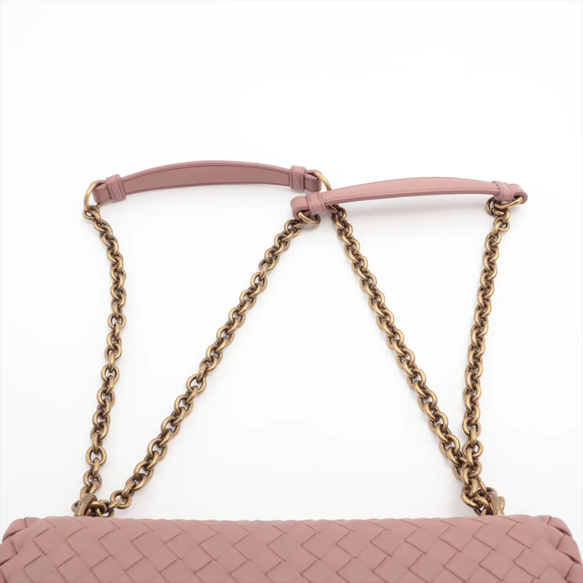 Intrecciato Olympia Leather Chain Shoulder Bag Pink — view 6