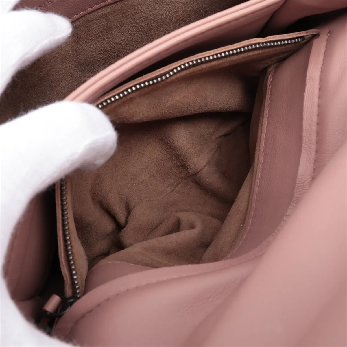 Intrecciato Olympia Leather Chain Shoulder Bag Pink — view 9