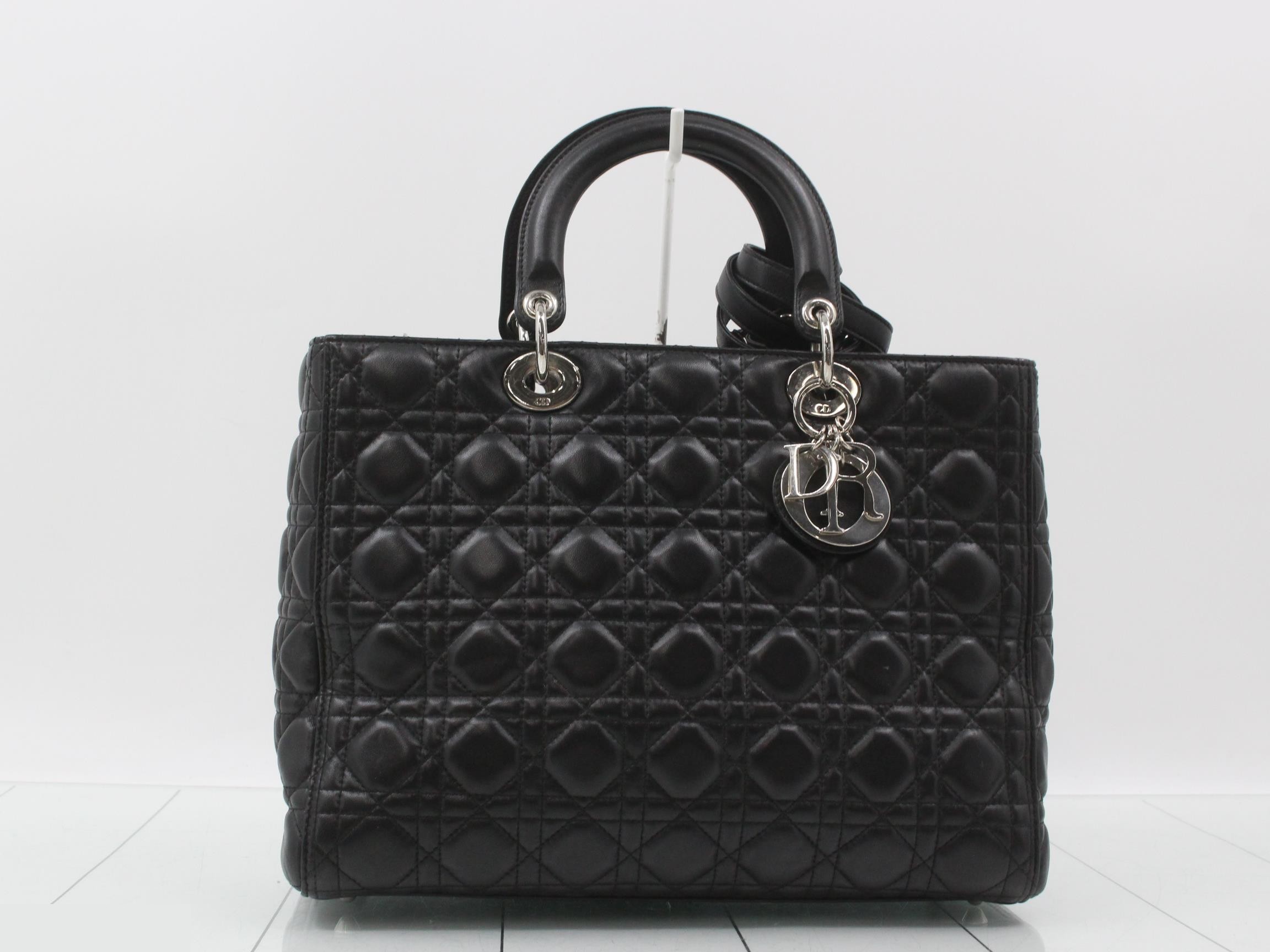 Lady Dior handbag, leather, black