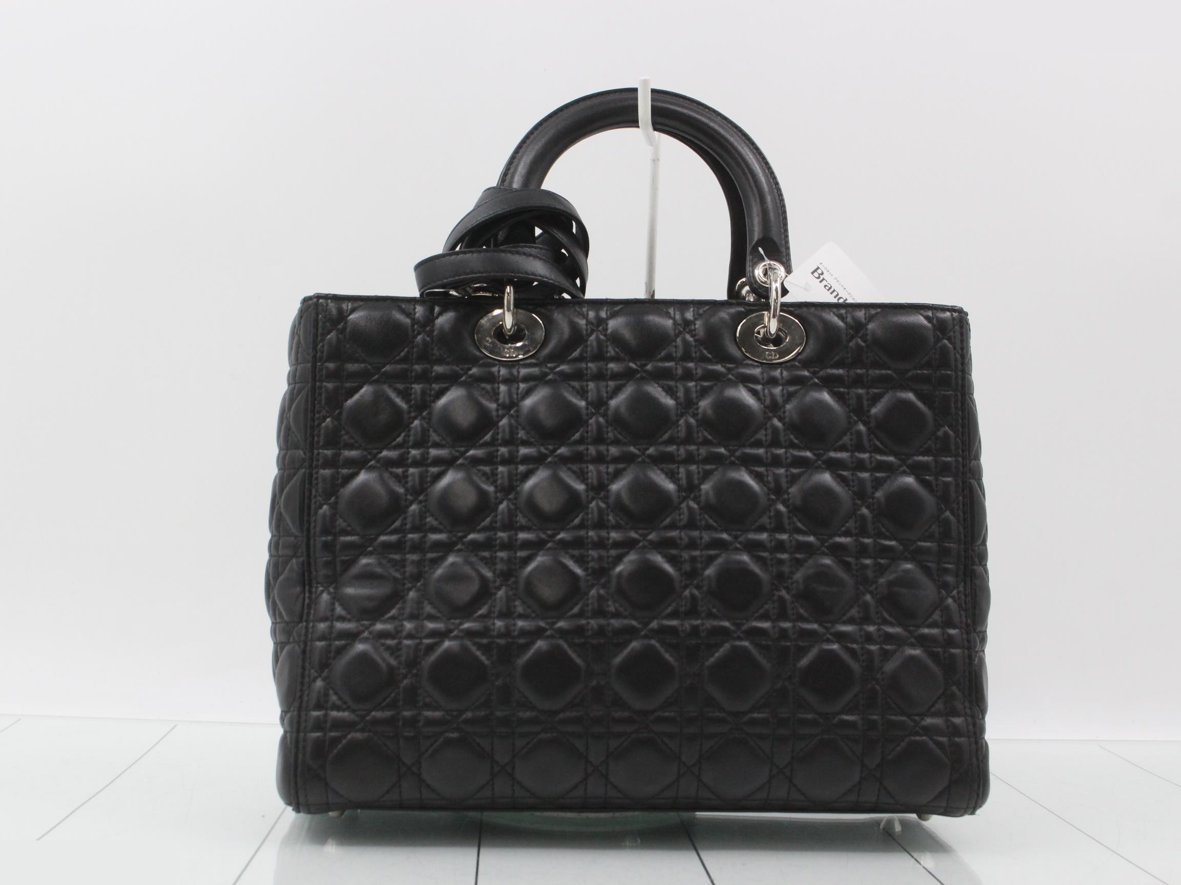 Lady Dior handbag, leather, black — view 2