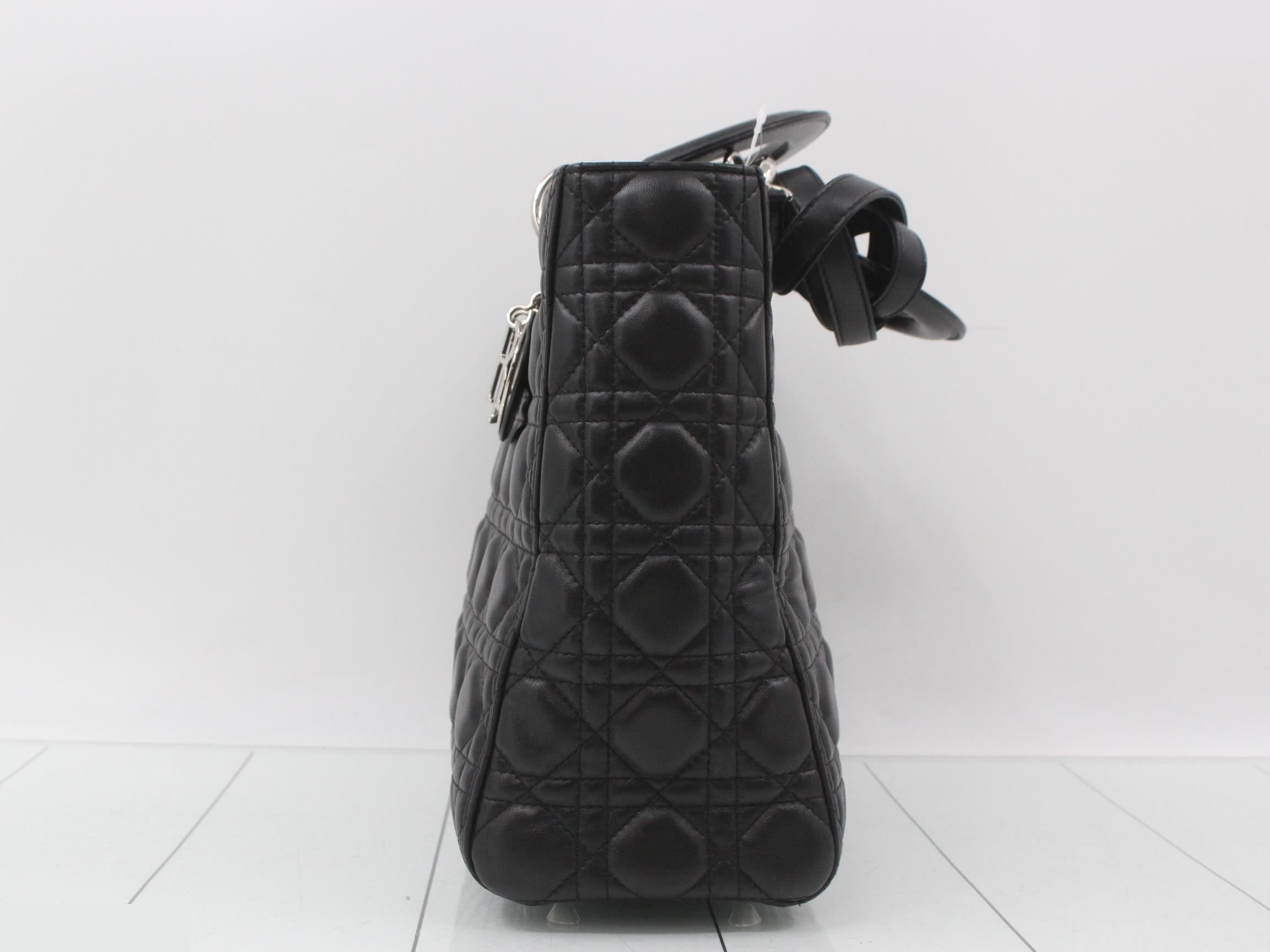 Lady Dior handbag, leather, black — view 3