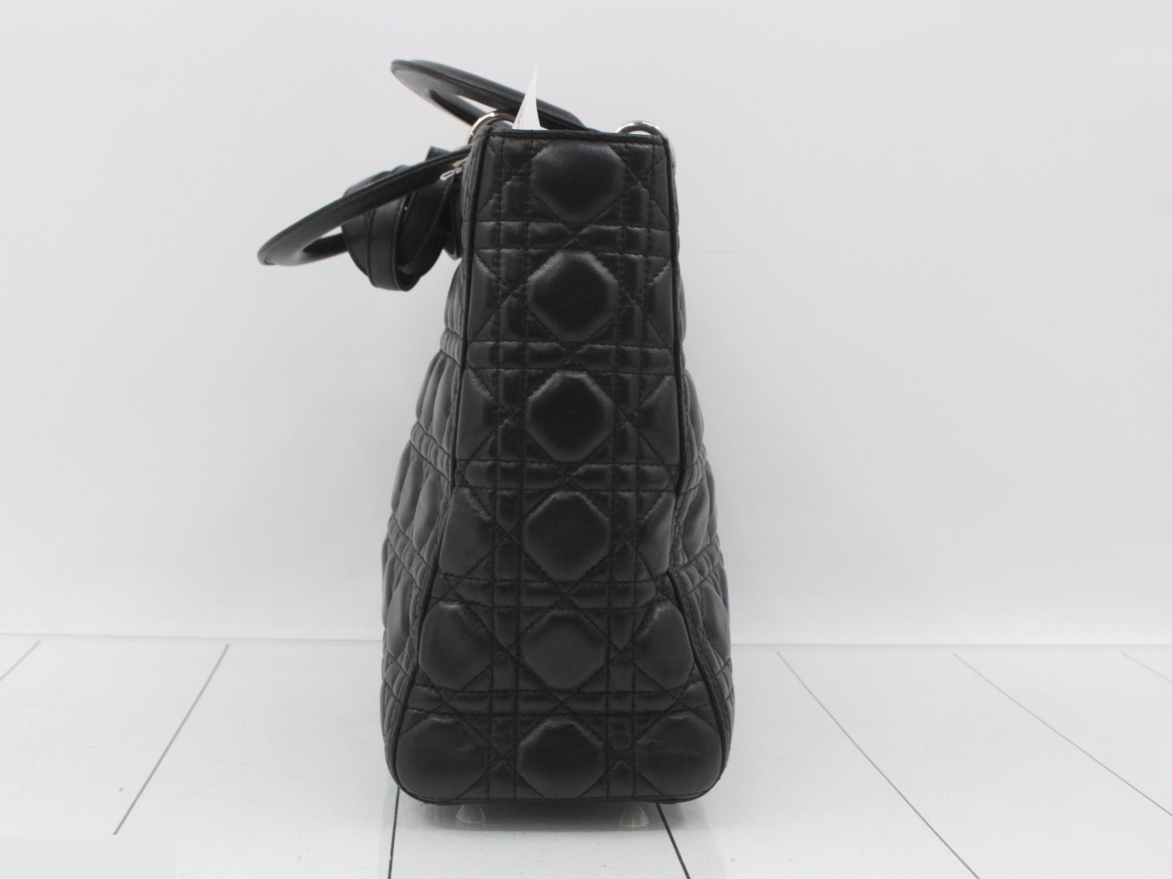 Lady Dior handbag, leather, black — view 4