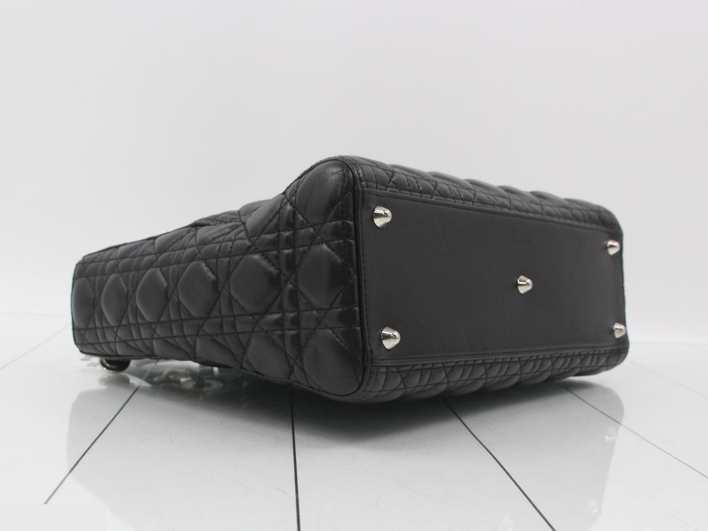 Lady Dior handbag, leather, black — view 5