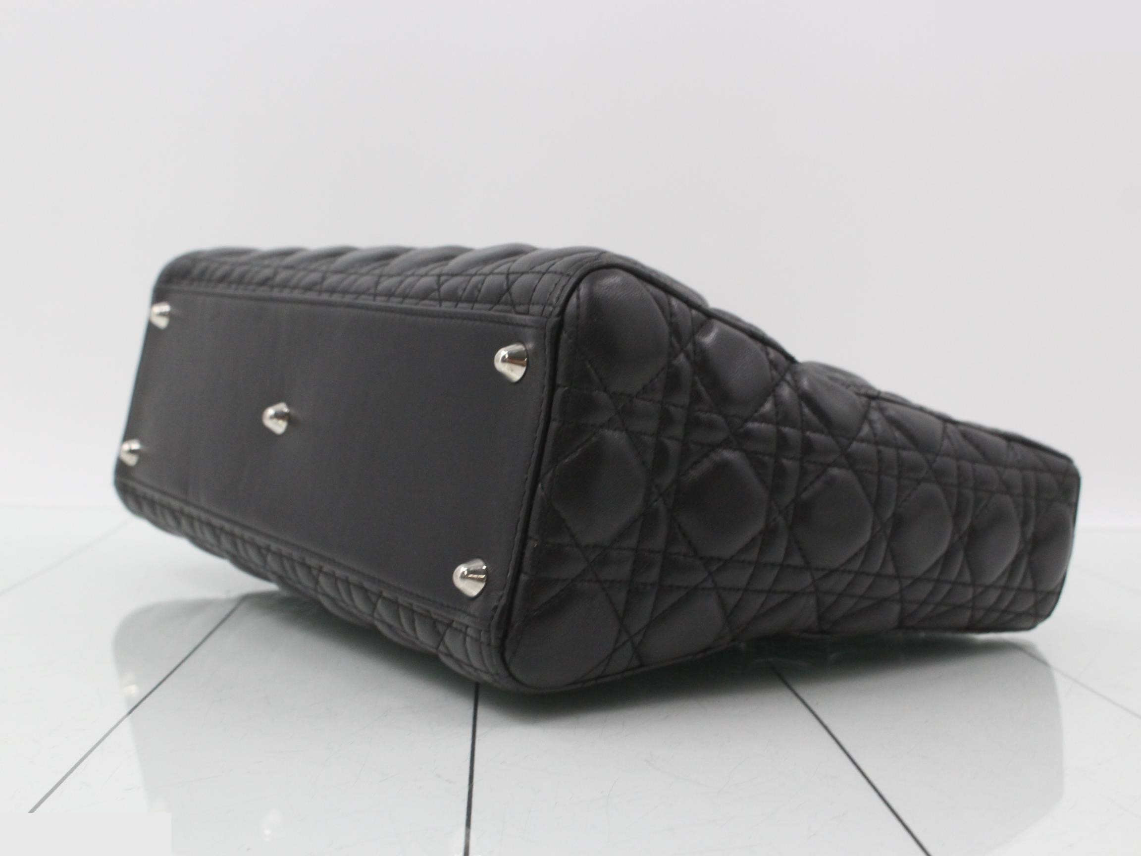 Lady Dior handbag, leather, black — view 6