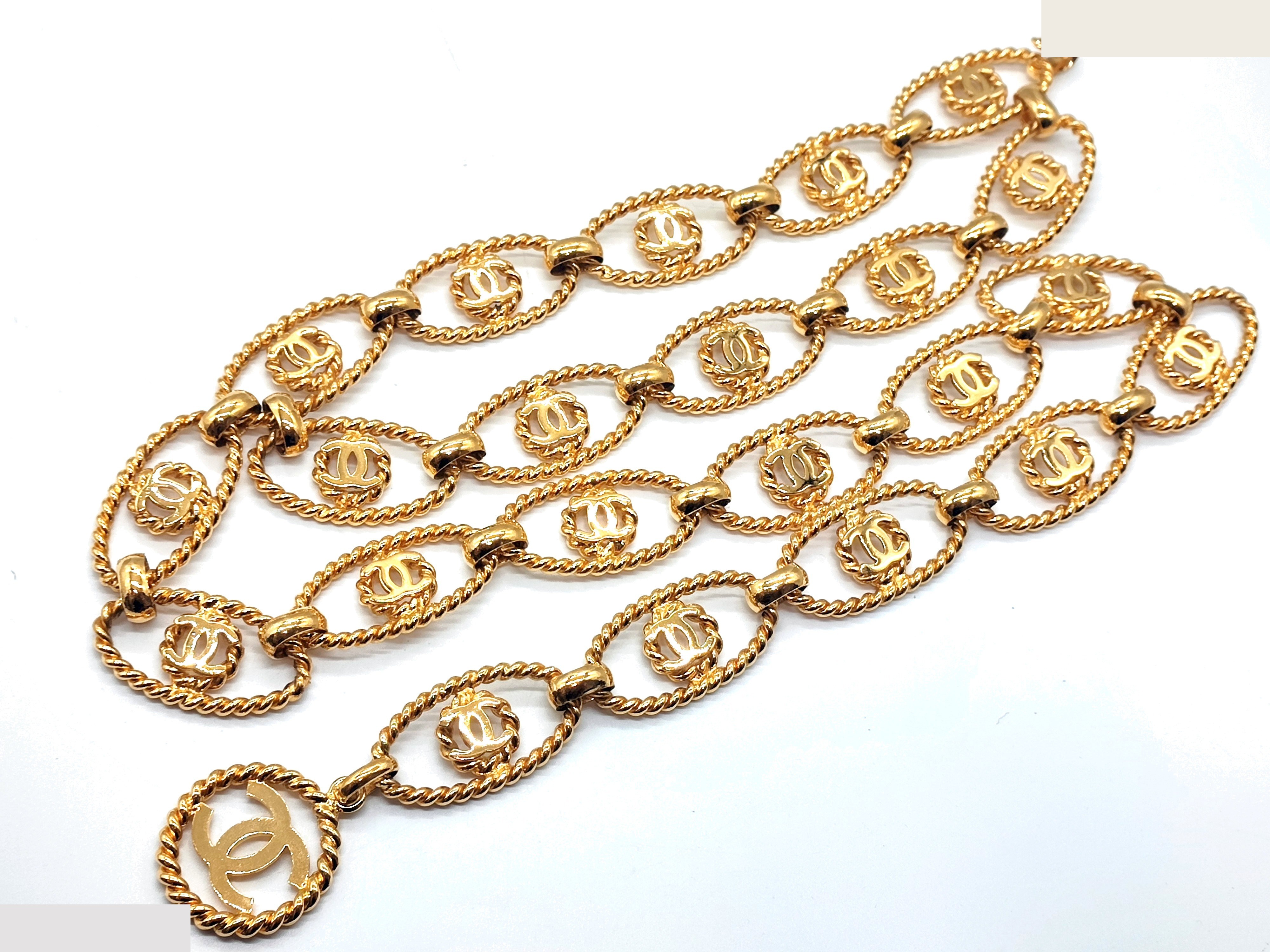Coco Mark Big Double Chain Belt, Size 25, Total Length Approx. 90cm — view 5