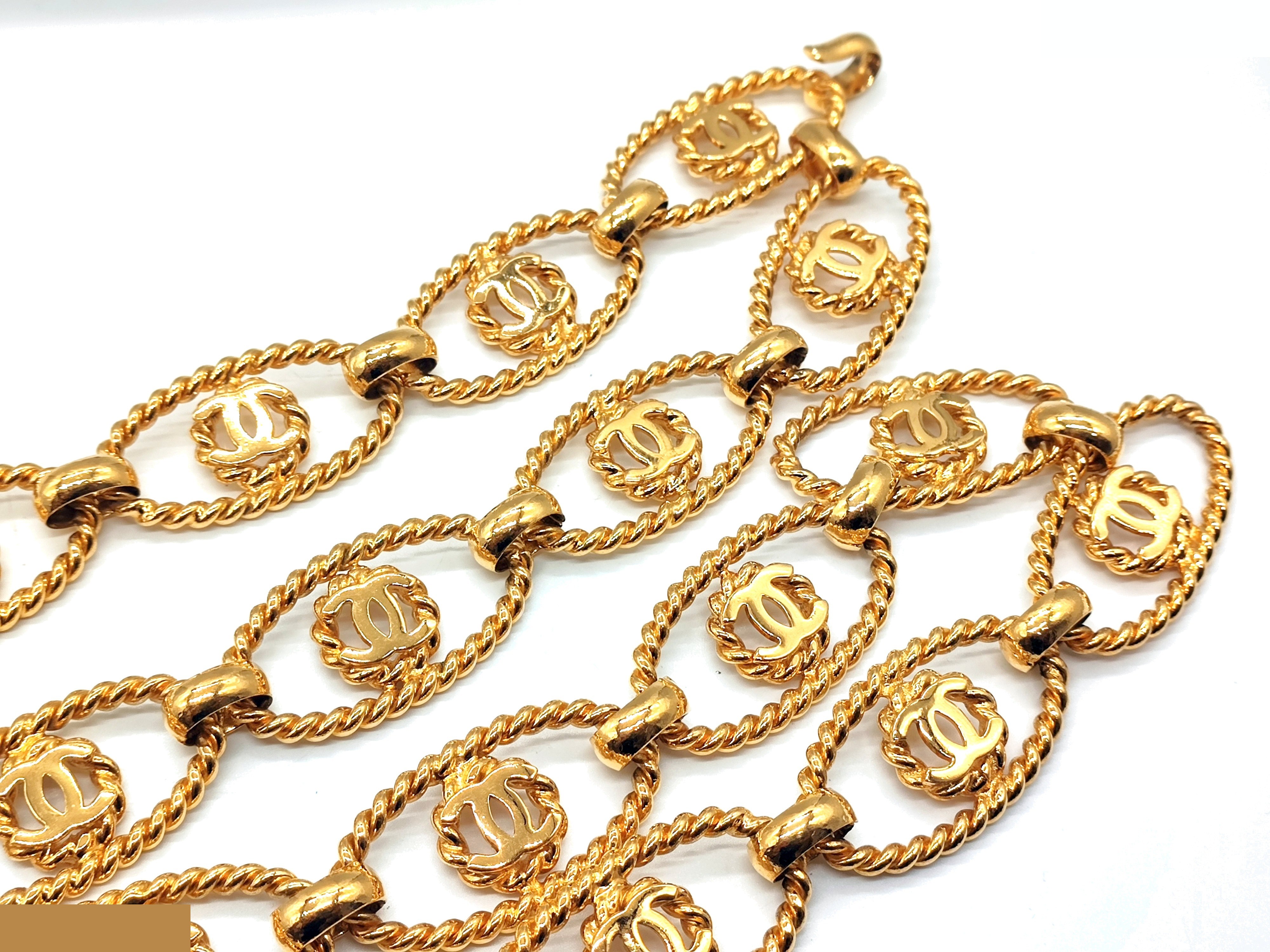 Coco Mark Big Double Chain Belt, Size 25, Total Length Approx. 90cm — view 8