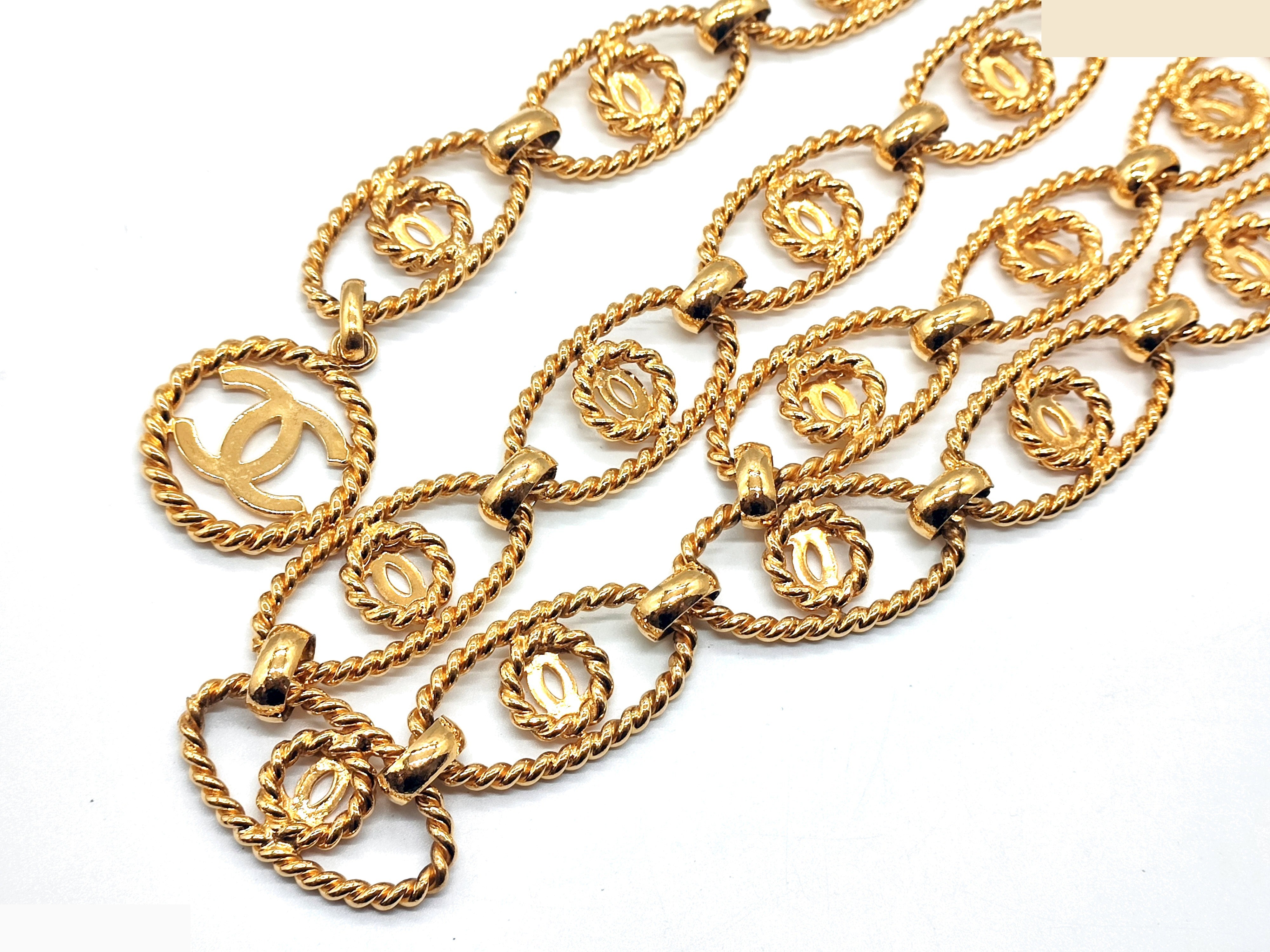 Coco Mark Big Double Chain Belt, Size 25, Total Length Approx. 90cm — view 10