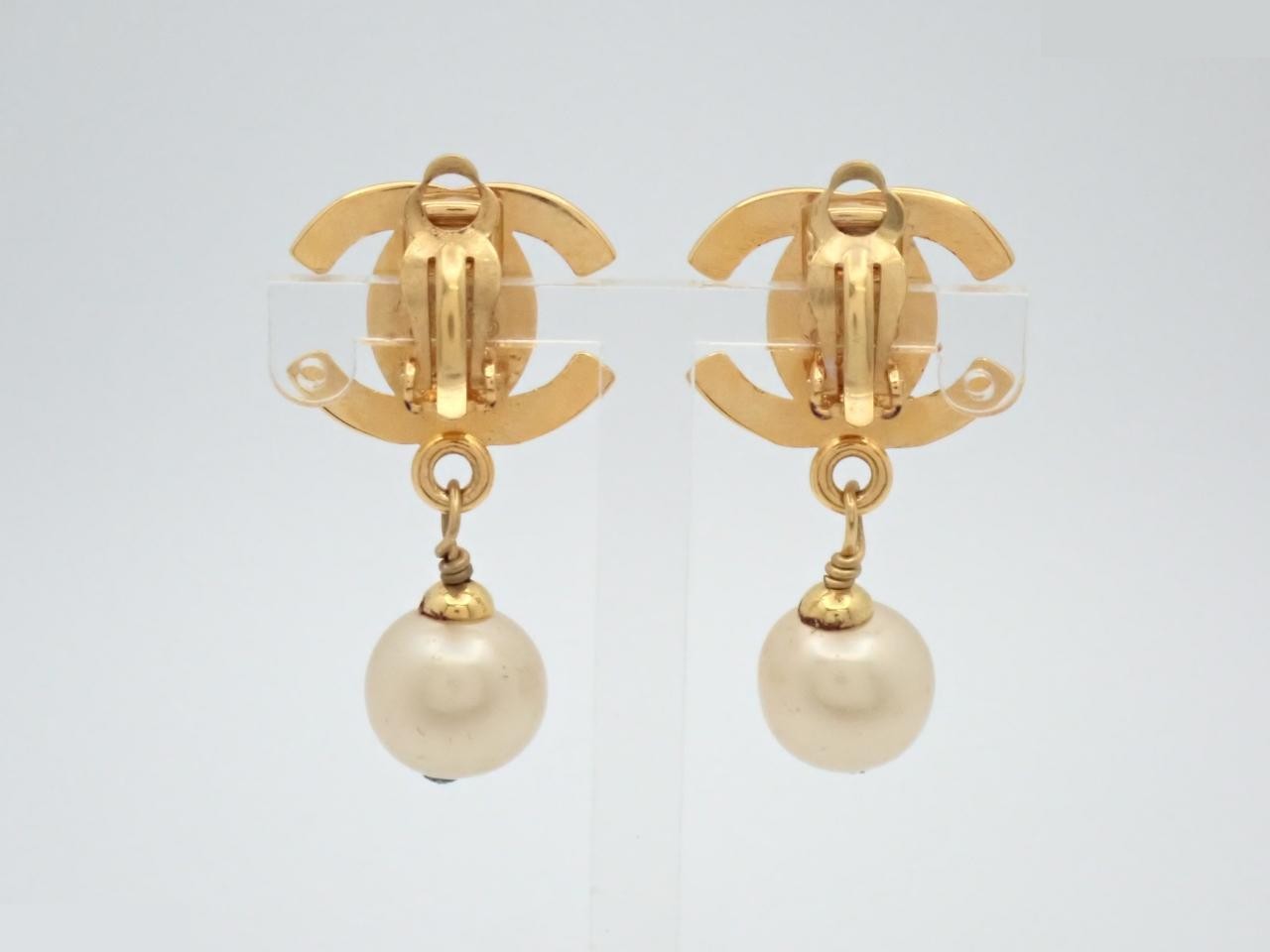 Coco Mark Pearl Earrings, Gold — view 2