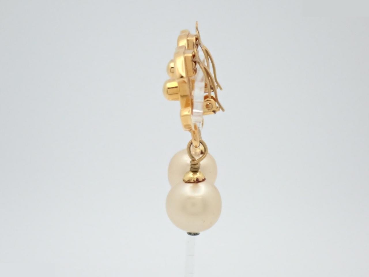 Coco Mark Pearl Earrings, Gold — view 3